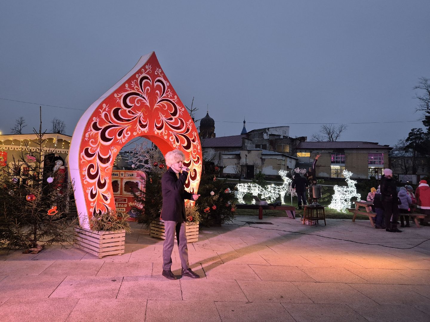 зима в подмосковье, орехово-зуевский округ, ликино-дулево, концерт в парке,