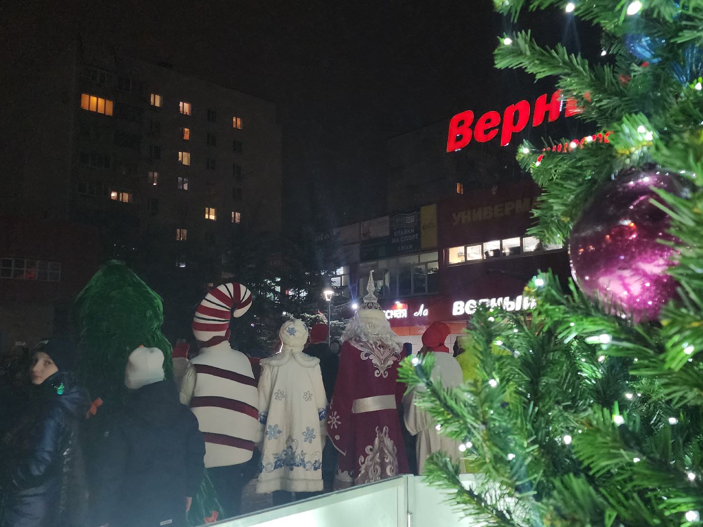 красногорск, зима в  подмосковье, зажжение огней на елке,