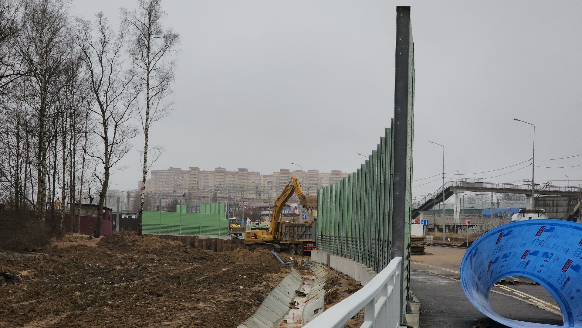 шумозащитные экраны, Лобня, северный подъезд, Дорога,