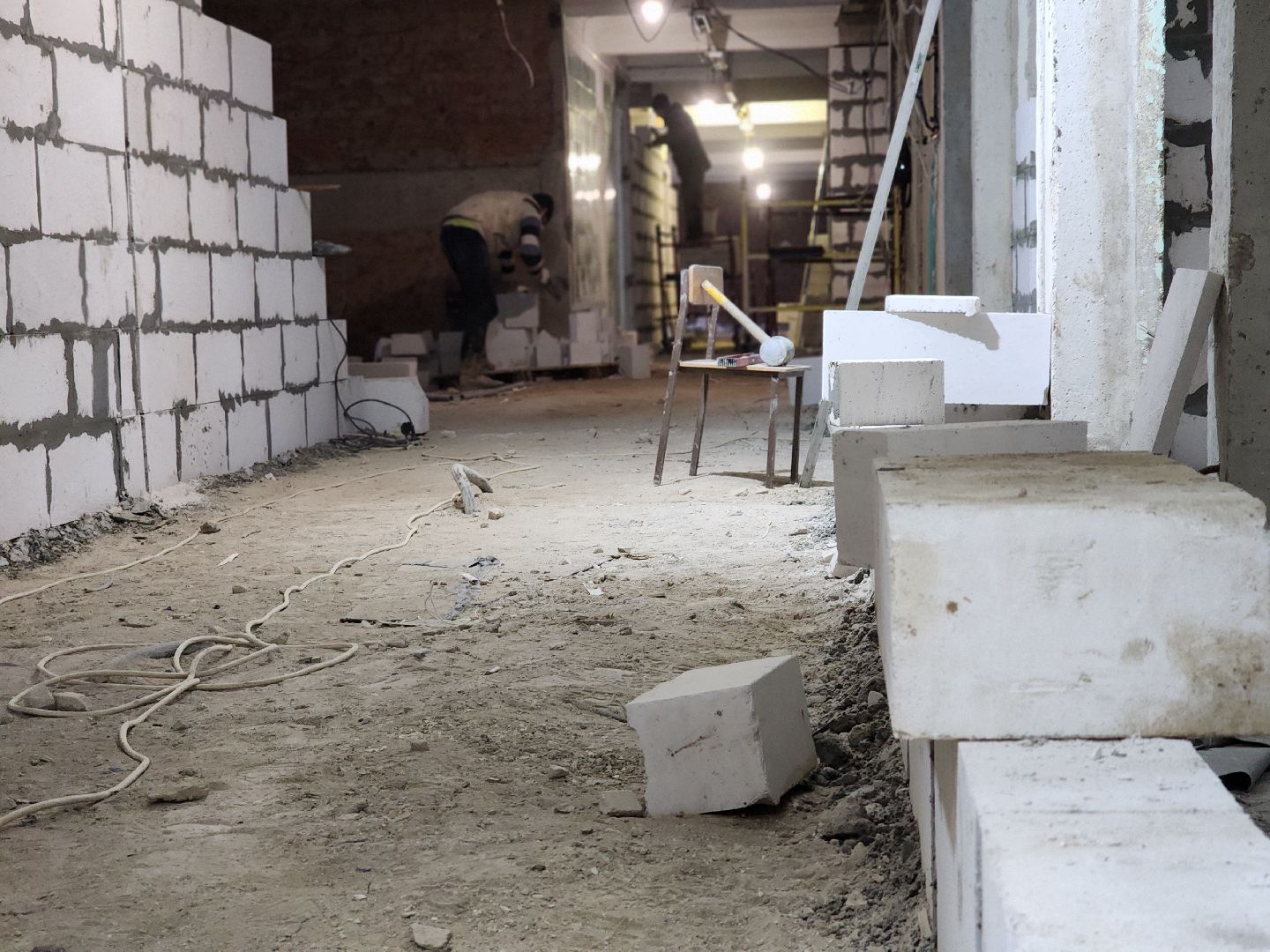 пушкинский городской округ,софрино, софринский образовательный комплекс, капитальный ремонт, демонтажные работы, возведение стен,