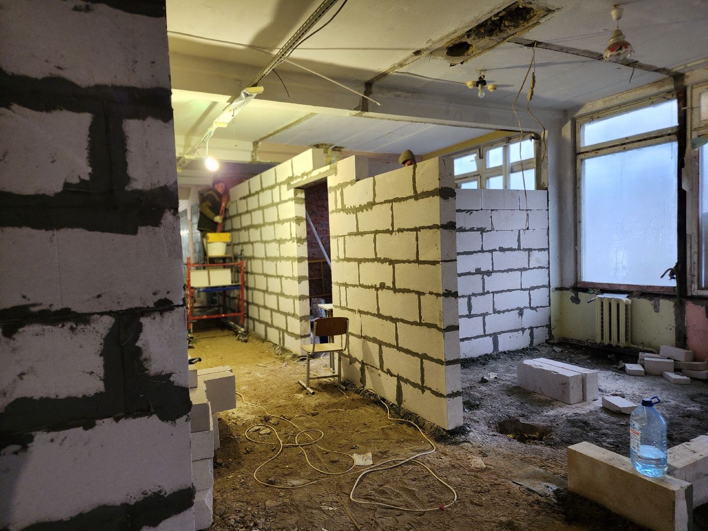 пушкинский городской округ,софрино, софринский образовательный комплекс, капитальный ремонт, демонтажные работы, возведение стен,