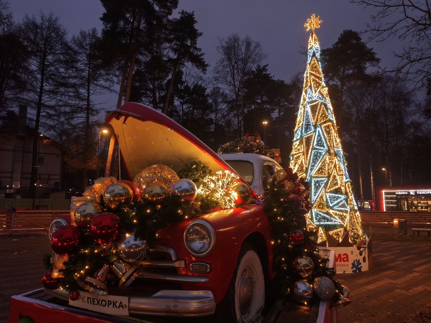 видео с коптера, каток в парке Пехорка, каток в балашихе, зима в  подмосковье,