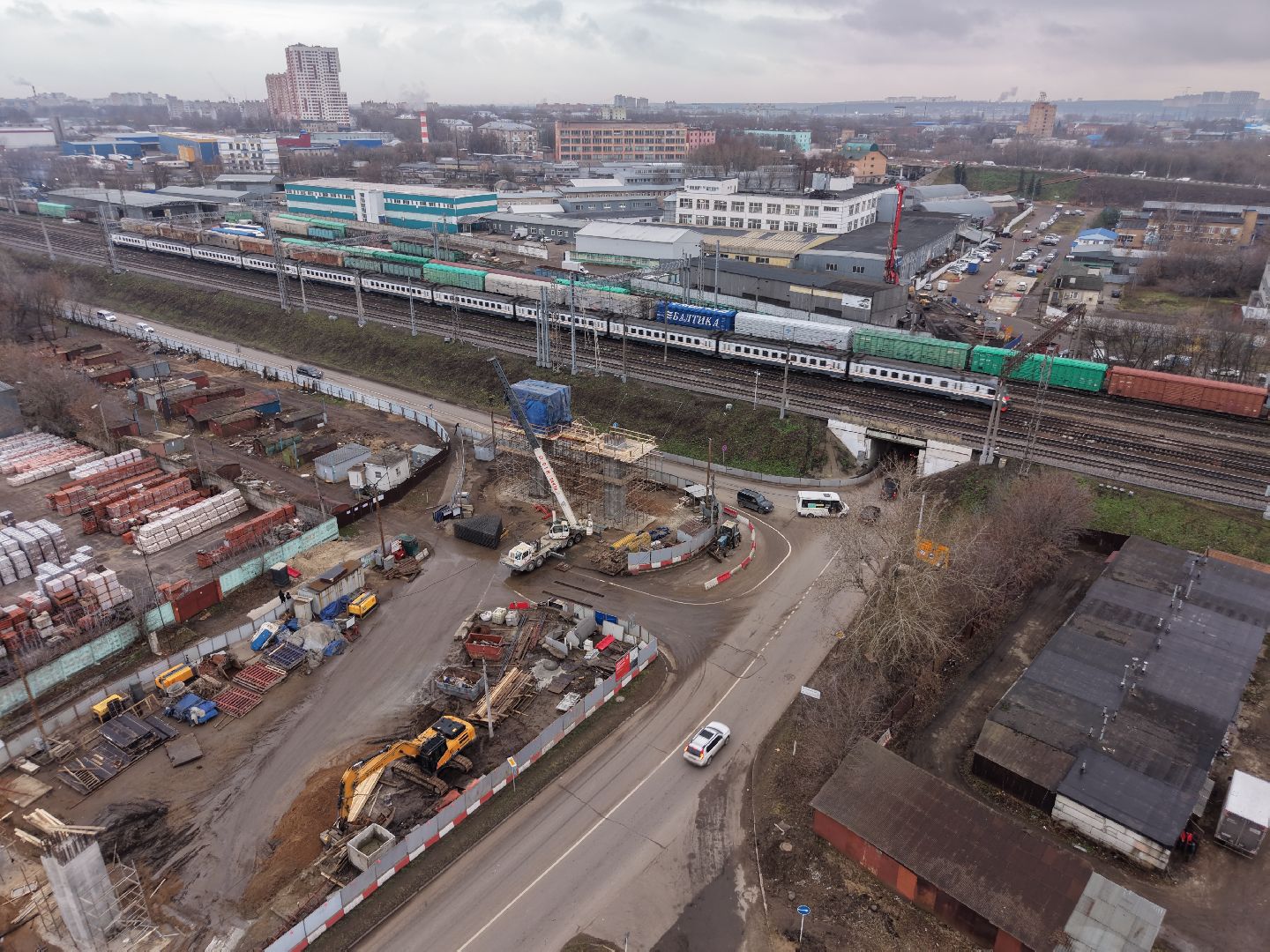 видео с коптера, путепровод через железную дорогу, путепровод в люберцах,