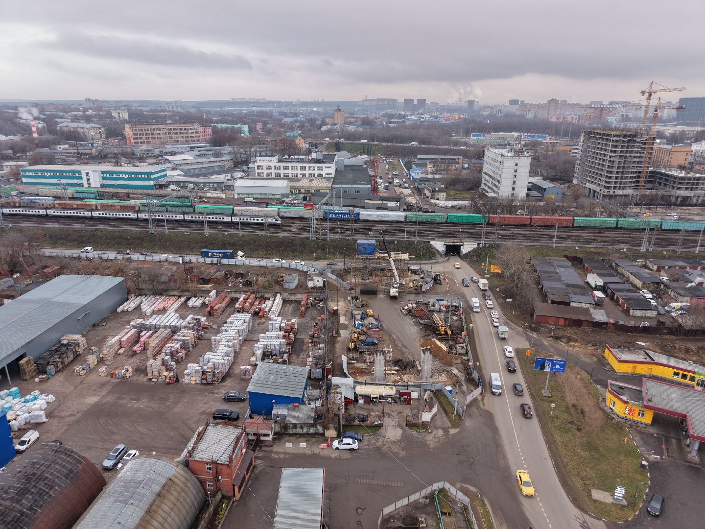 видео с коптера, путепровод через железную дорогу, путепровод в люберцах,