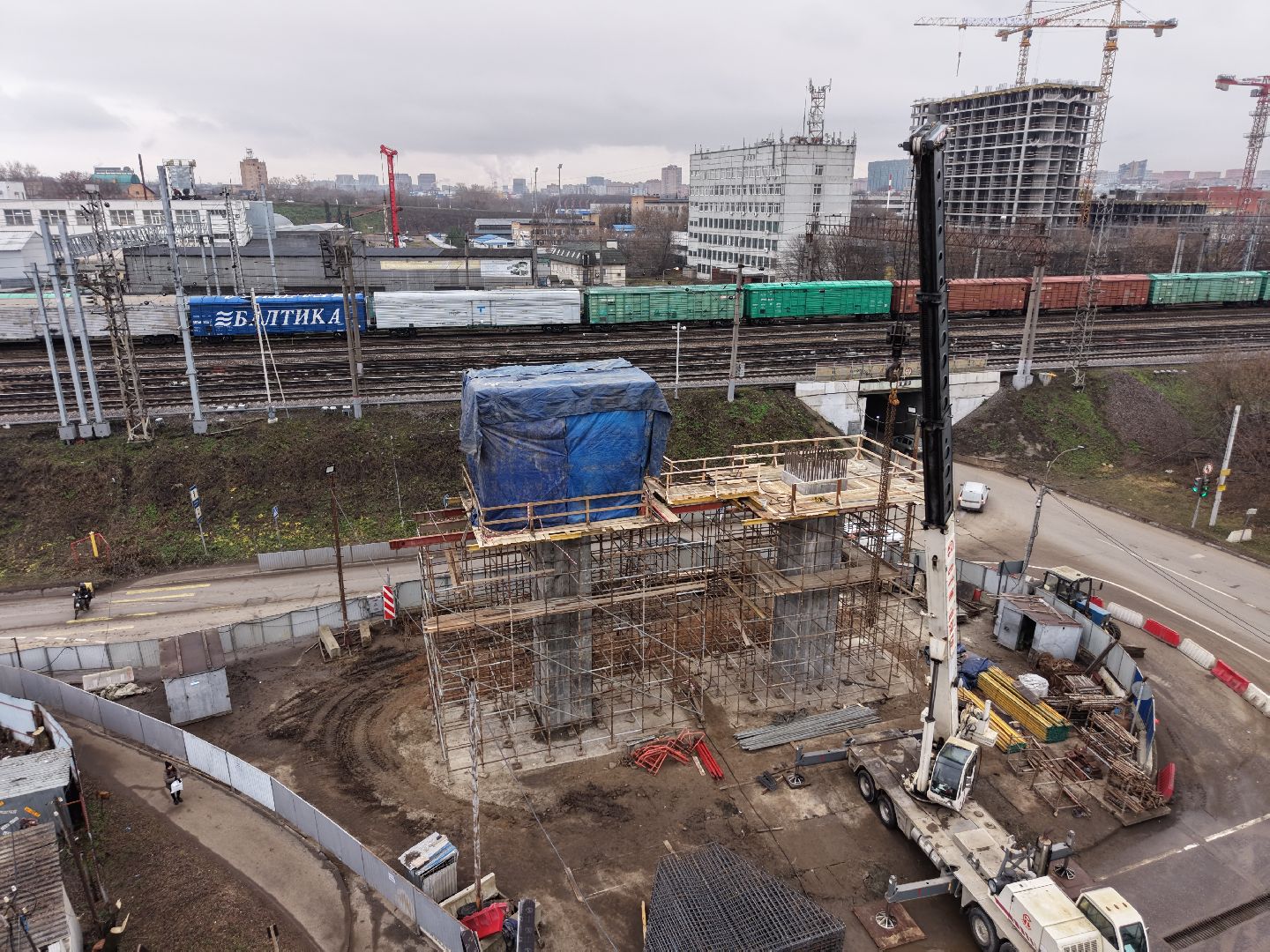 видео с коптера, путепровод через железную дорогу, путепровод в люберцах,