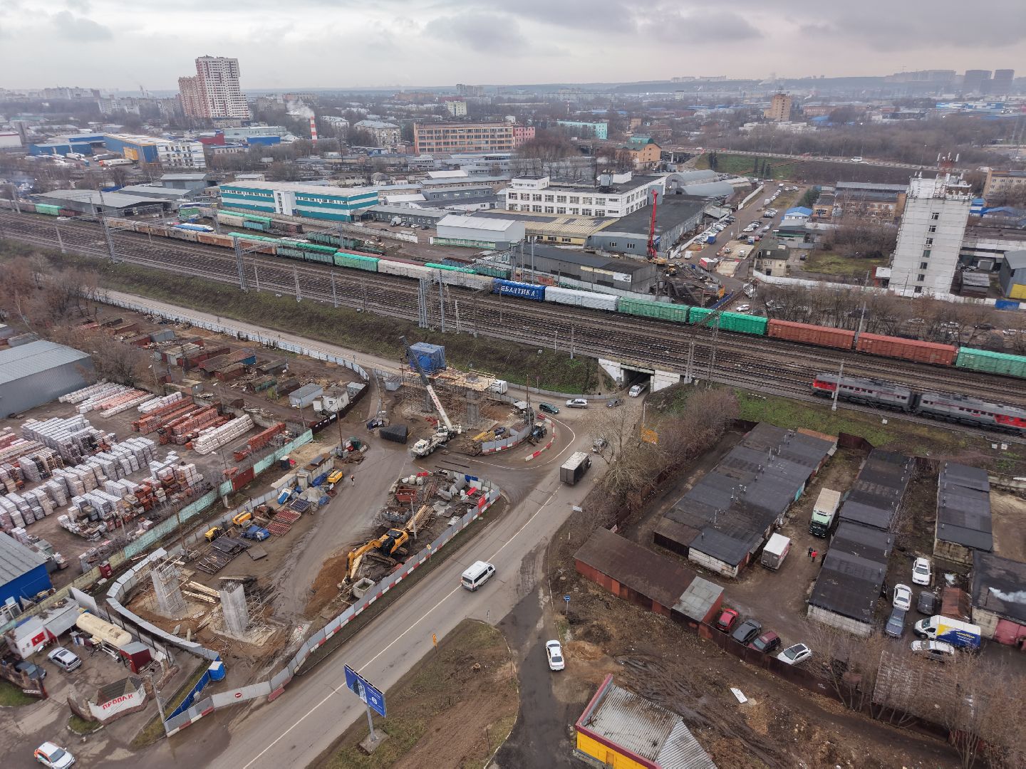 видео с коптера, путепровод через железную дорогу, путепровод в люберцах,
