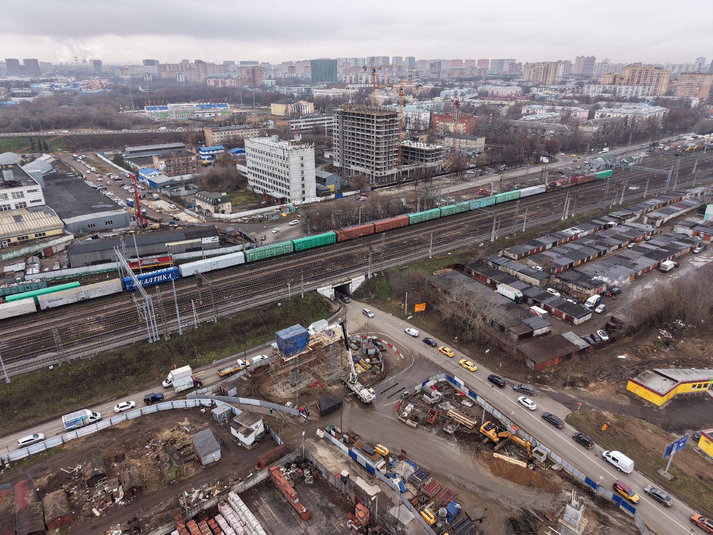 видео с коптера, путепровод через железную дорогу, путепровод в люберцах,