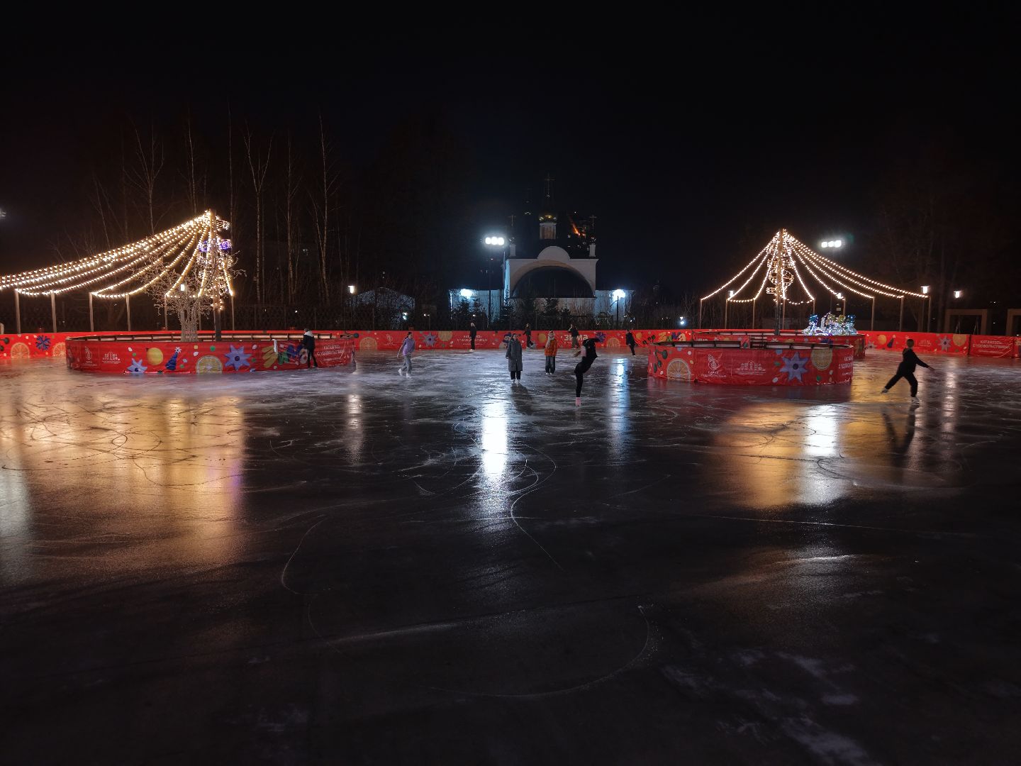 видео с коптера, каток в парке Талалихина, зима в  подмосковье, каток в подольске,