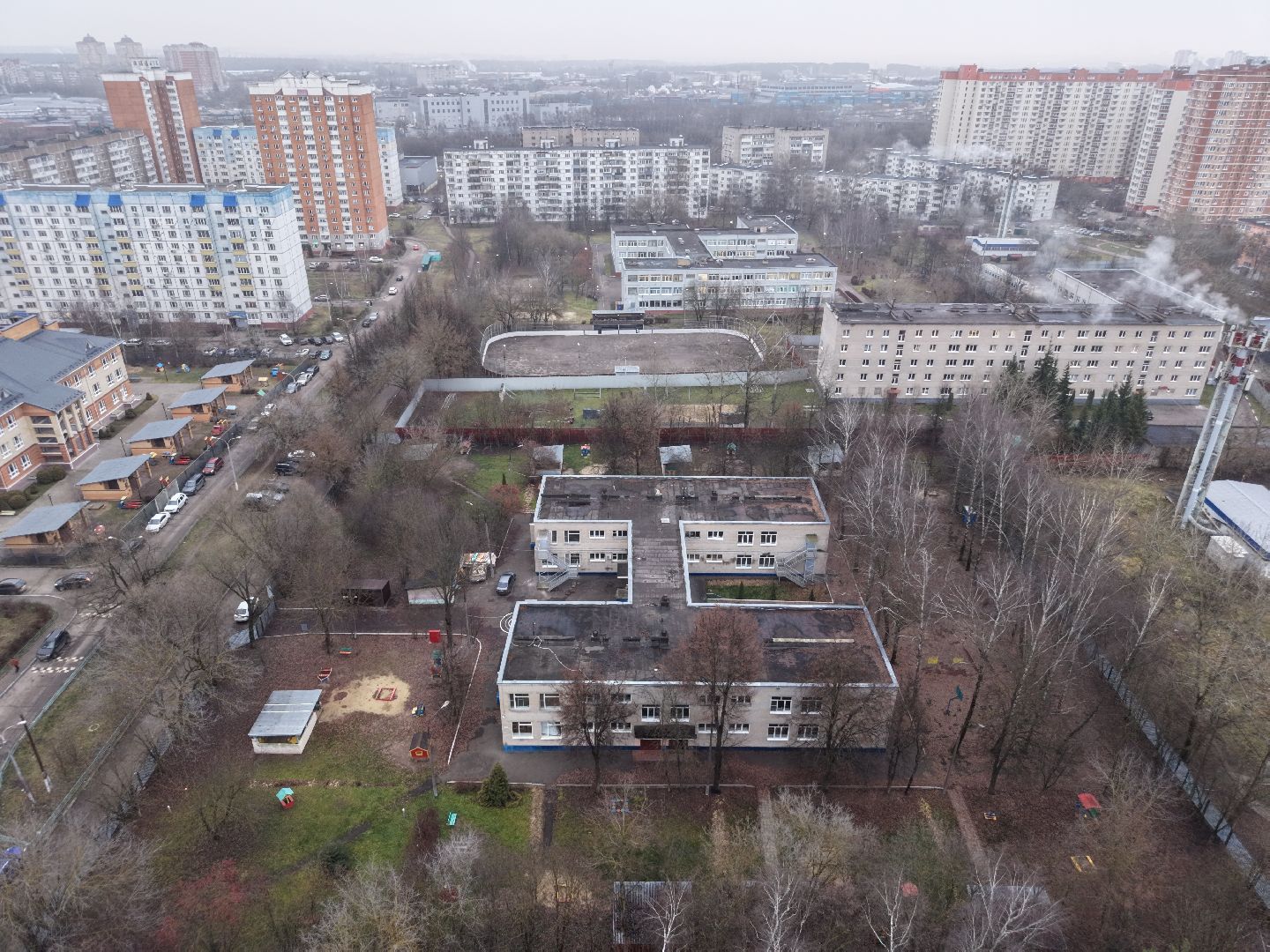 видео с коптера, детский сад при школе 27, детский сад в подольске,