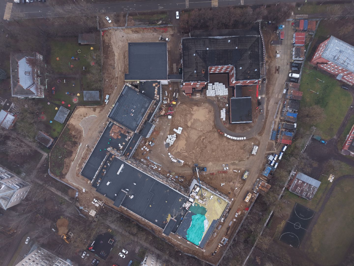 видео с коптера, пристройка к школе 16 в подольске,