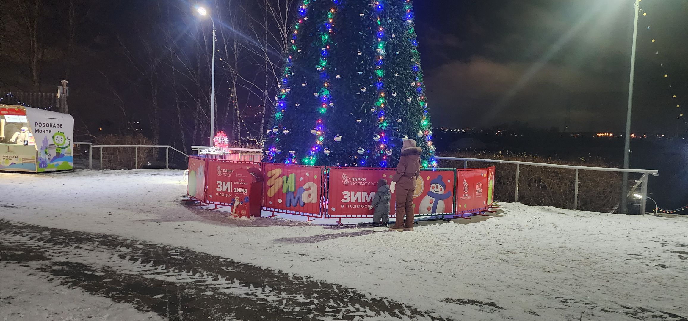 долгопрудный, парки, зимняя сказка, зима в подмосоковье, парк на набережной, светящие инсталляции, снеговик,