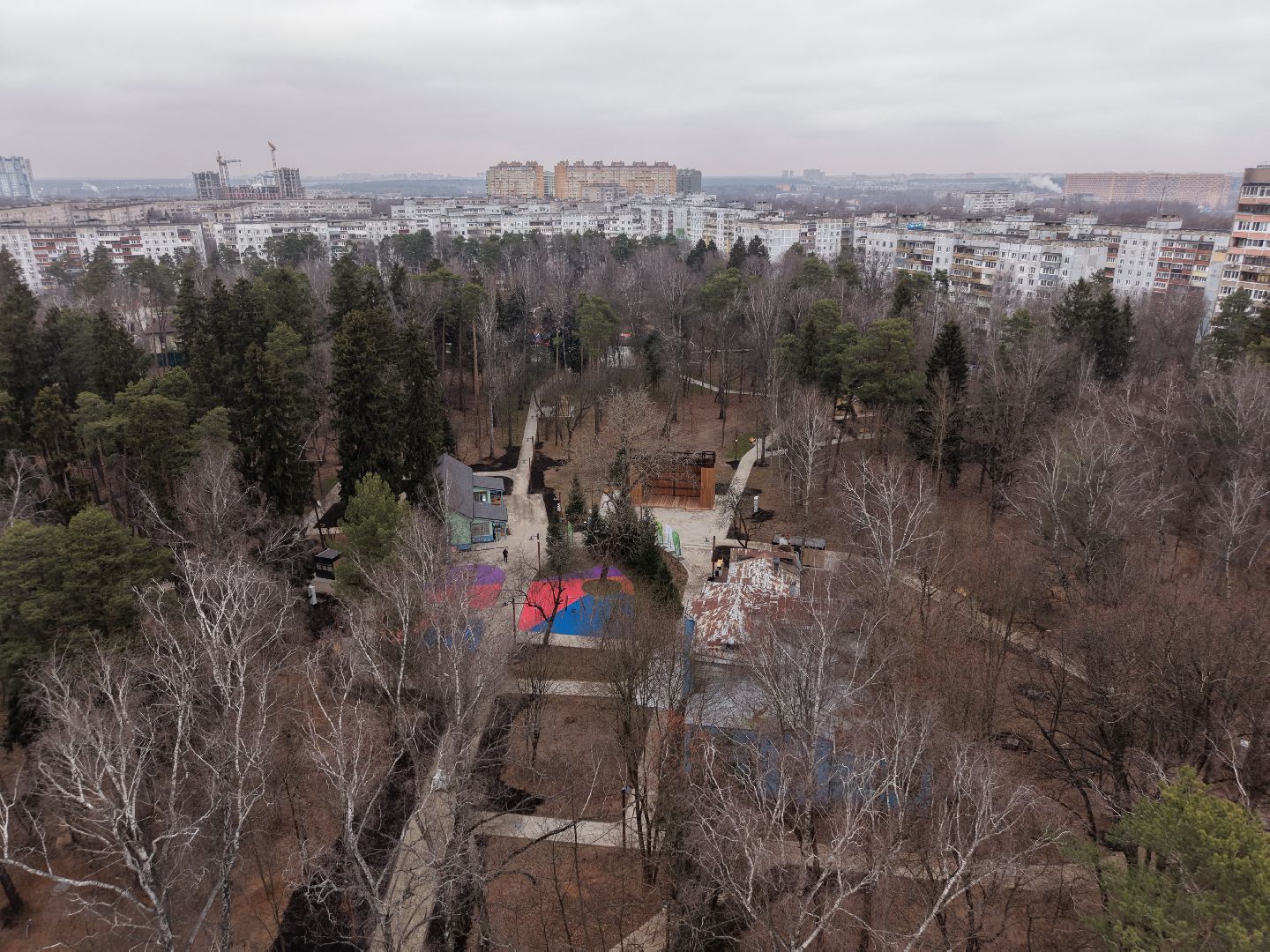 видео с коптера, парк Папанинская дача , парк в королеве,