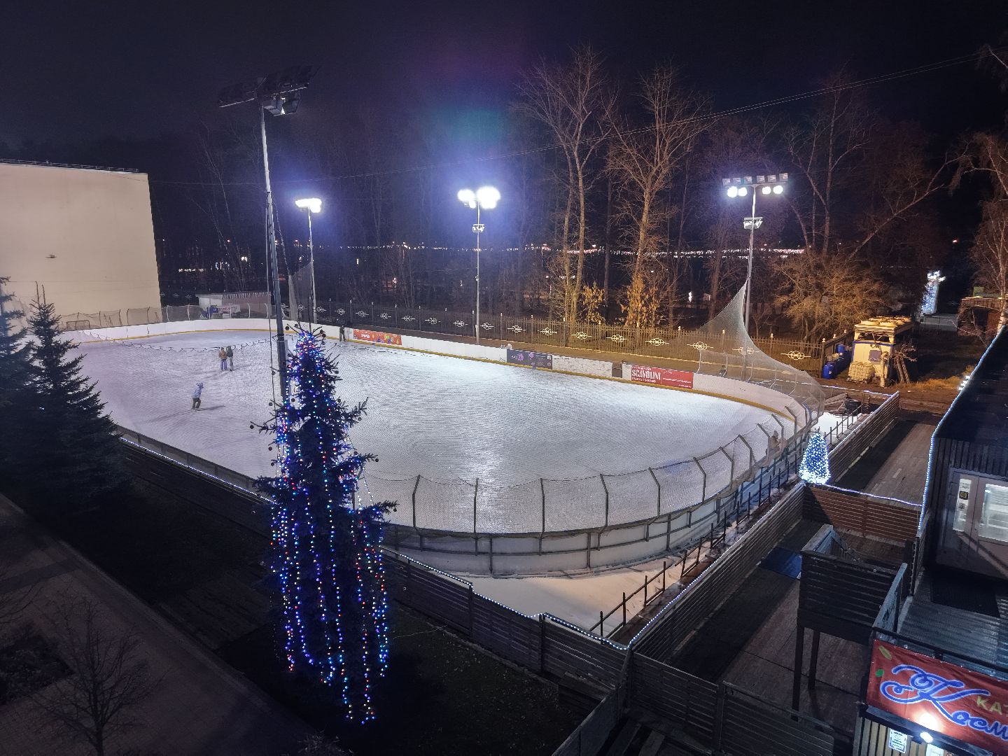 видео с коптера, каток в королеве, каток у дворца культуры королев,