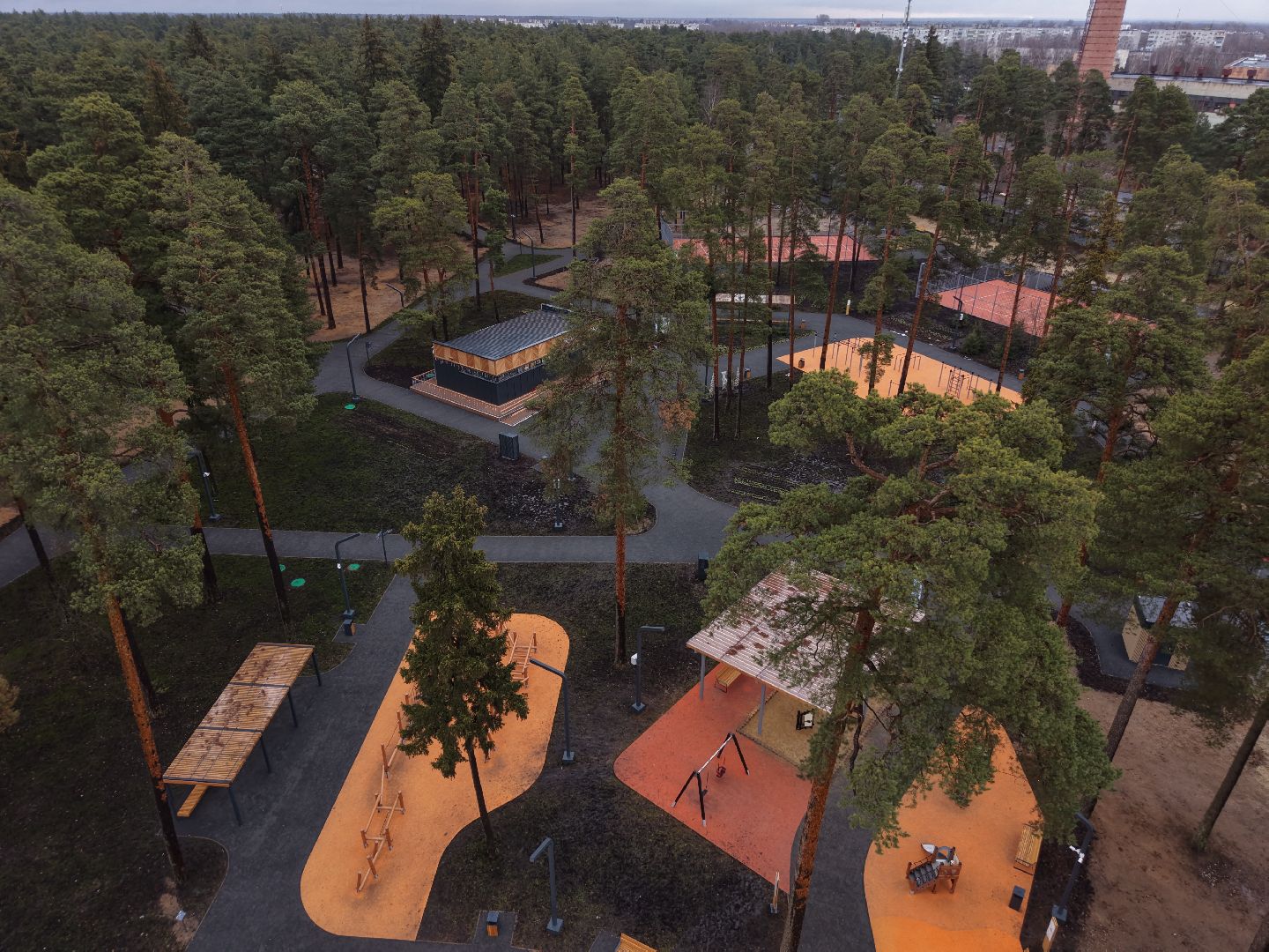 видео с коптера, лесопарк стрелки,