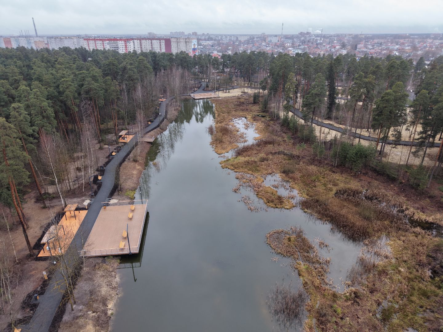 видео с коптера, лесопарк стрелки,