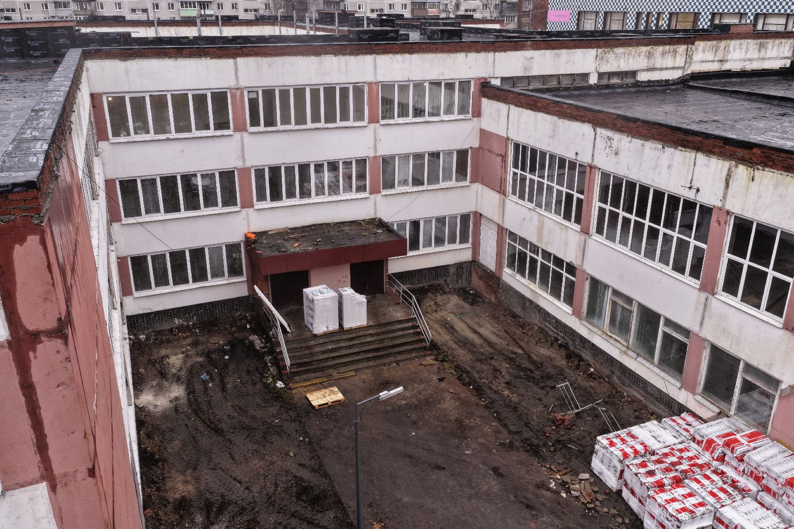 видео с коптера, школа 16 орехово-зуево, капремонт школы 16,