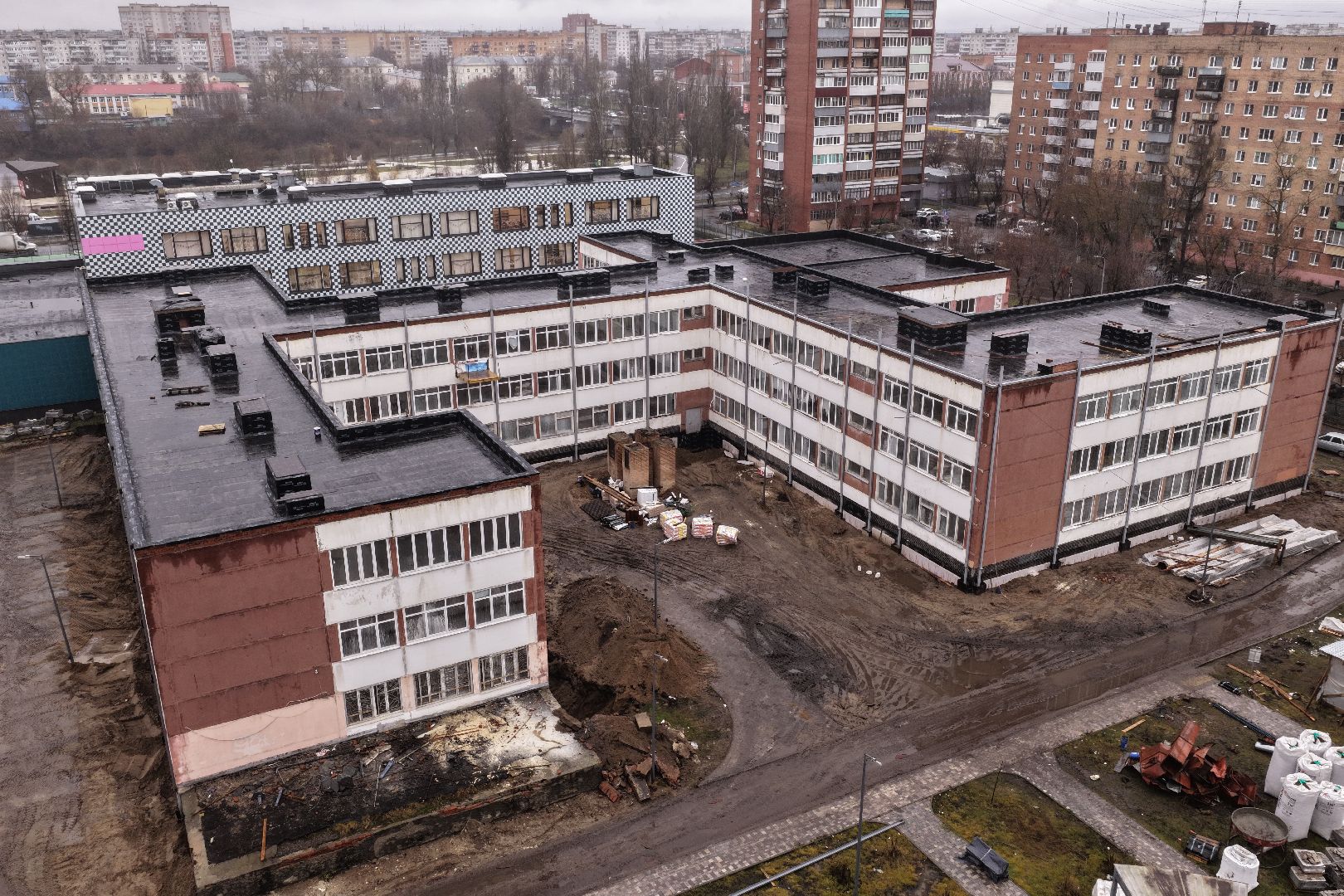 видео с коптера, школа 16 орехово-зуево, капремонт школы 16,