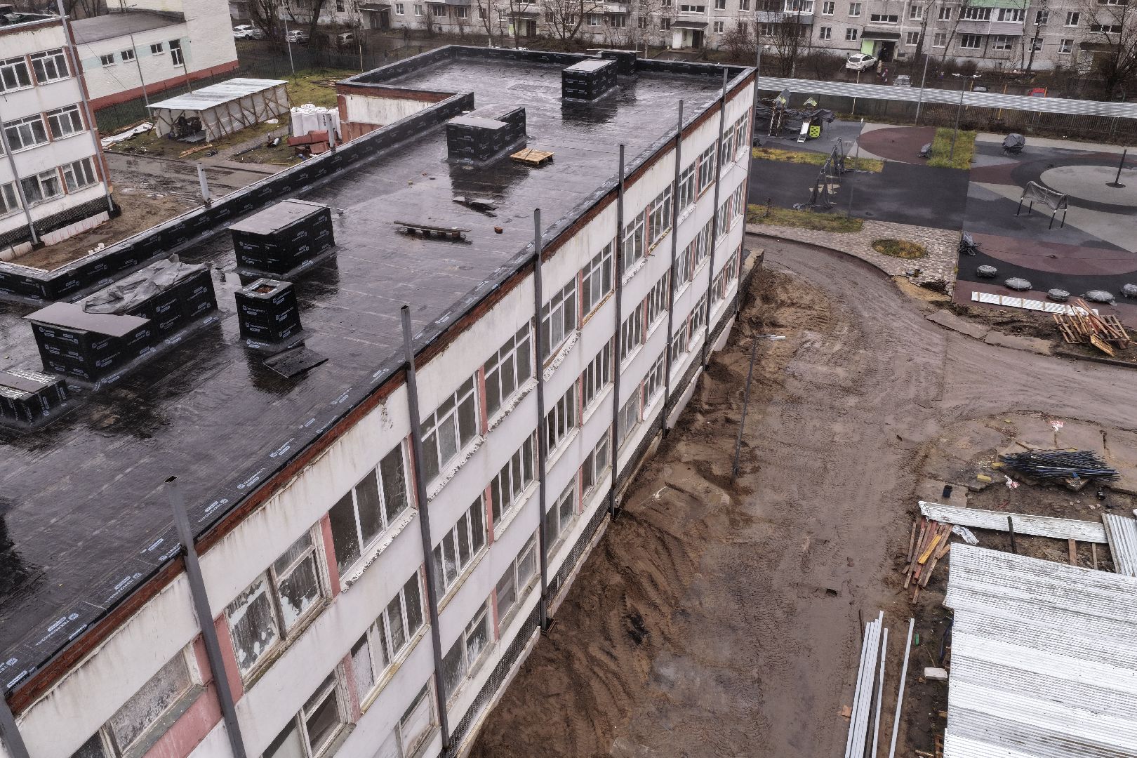 видео с коптера, школа 16 орехово-зуево, капремонт школы 16,