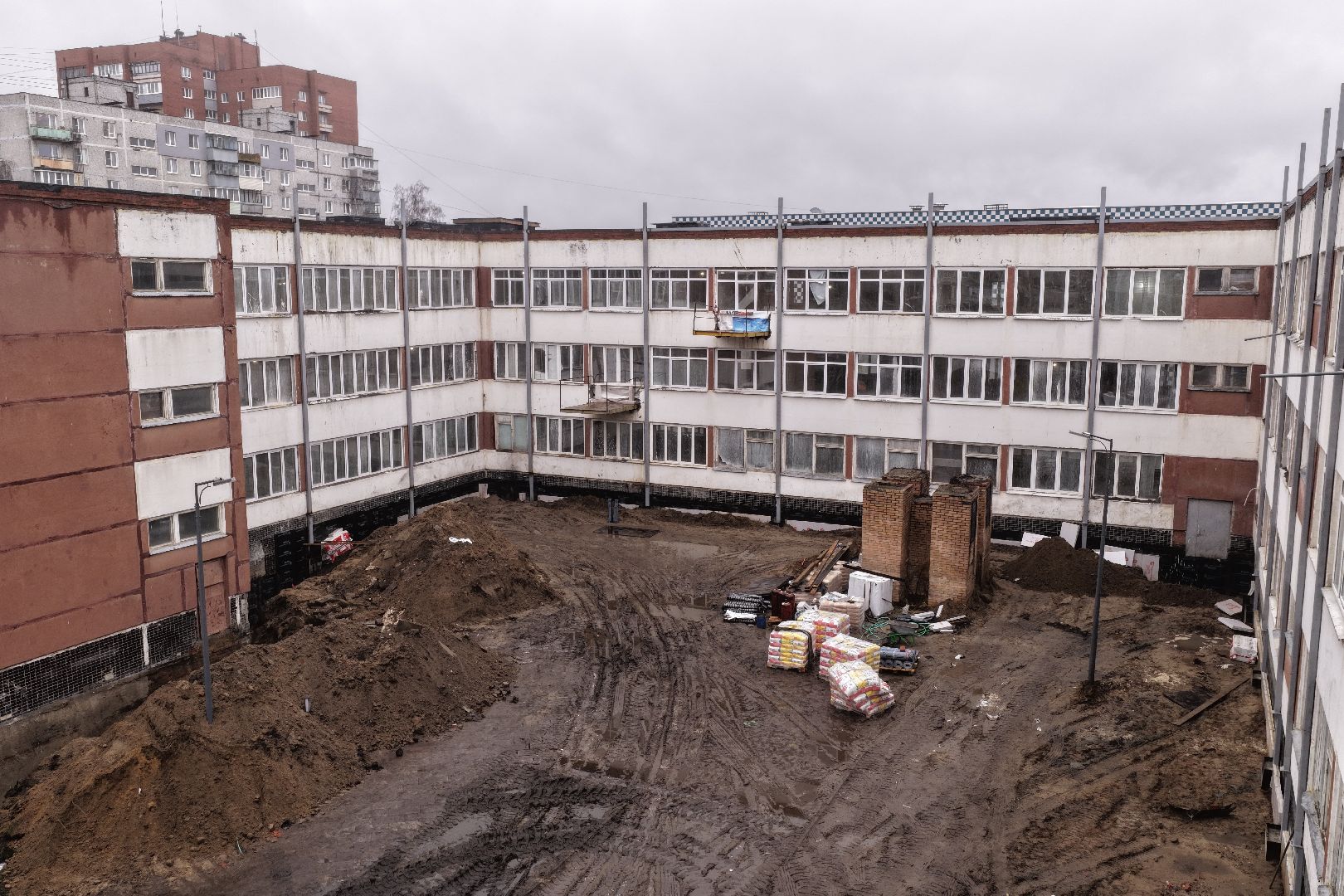 видео с коптера, школа 16 орехово-зуево, капремонт школы 16,