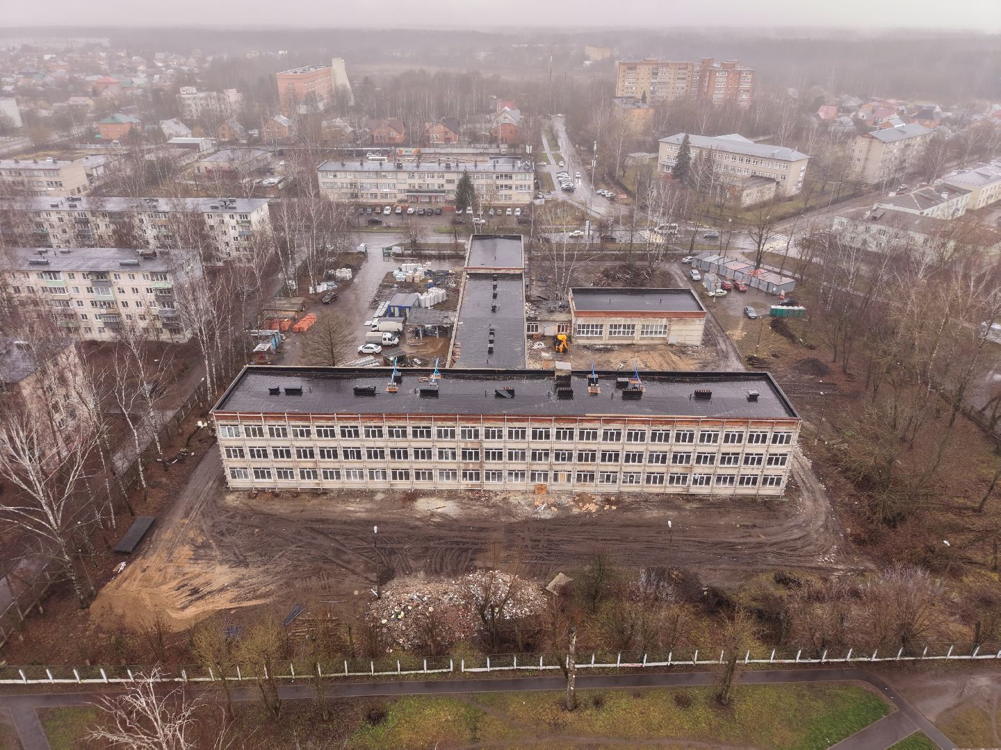 видео с коптера, школа 20 орехово-зуево, капремонт школы 20,