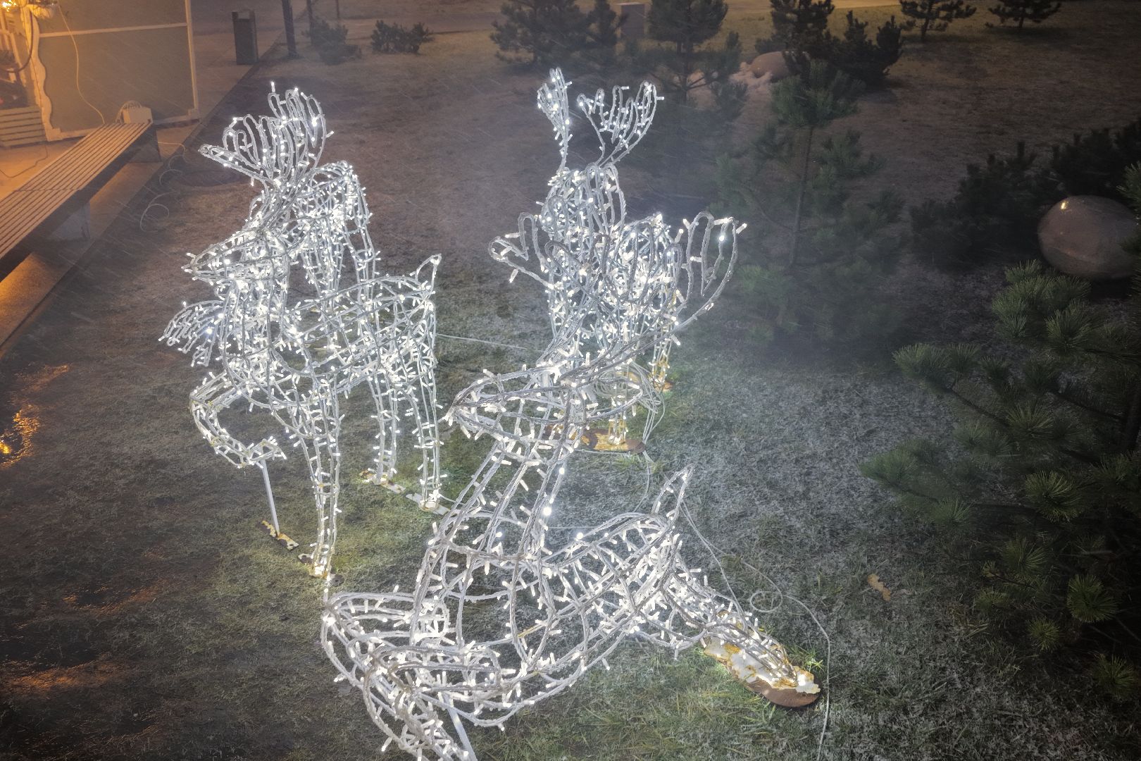 видео с коптера, новогодняя елка , елка в ликино-дулево,