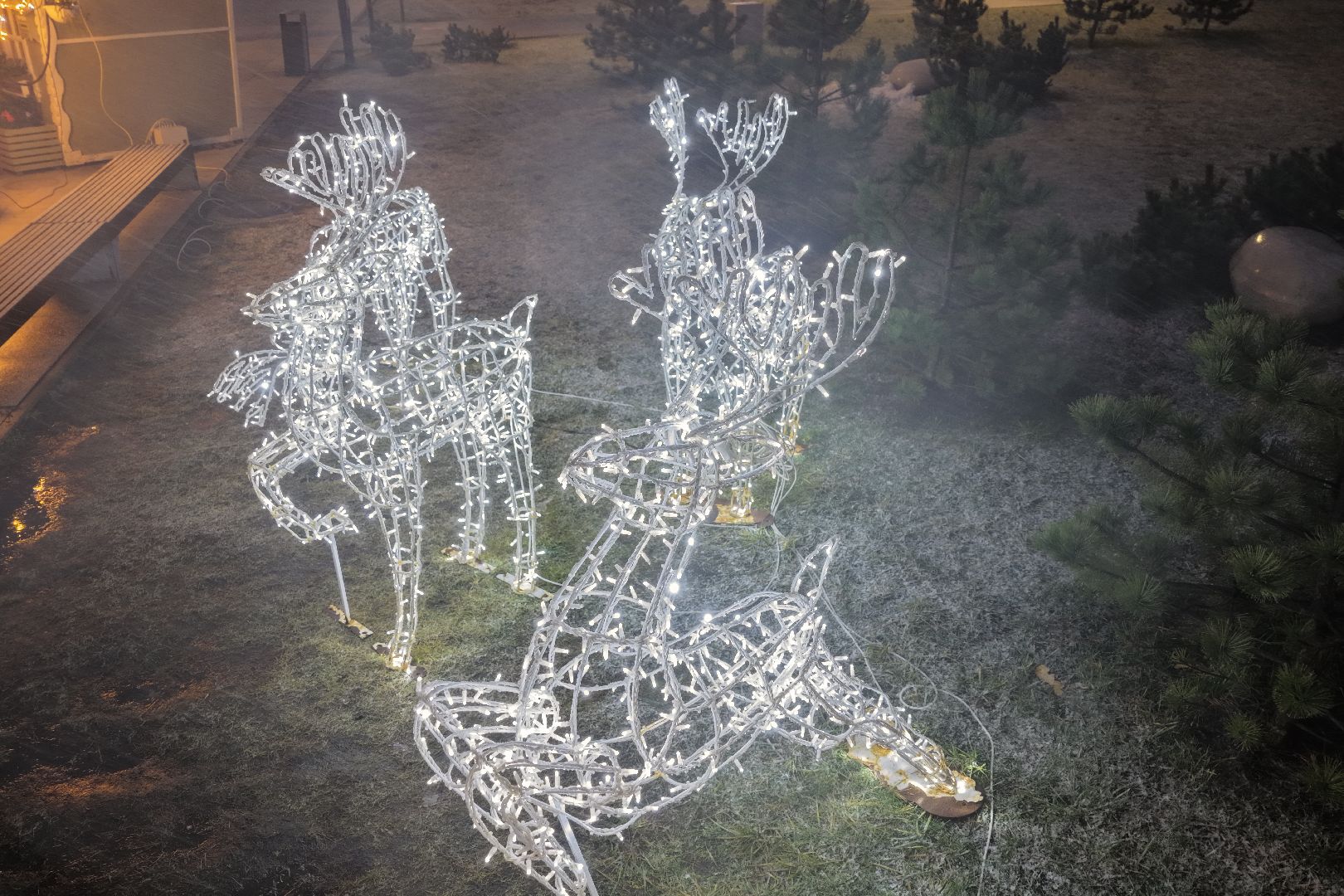 видео с коптера, новогодняя елка , елка в ликино-дулево,