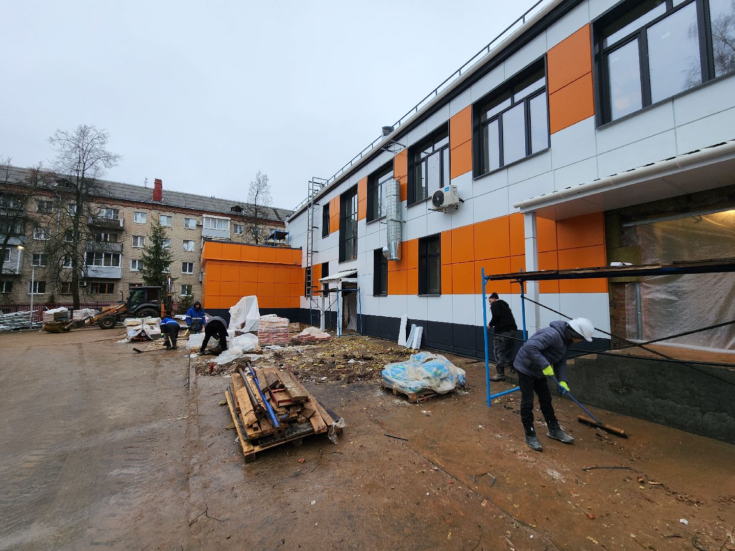 чехов, улица ильича 34а, детсад, дошкольное отделение, лицей 4, капитальный ремонт, реконструкция, капремонт здания, замена кровли, фасадные работы, облицовка, композитные панели, утепление, гидроизоляция,  новые пластиковые окна, обновление входных групп, благоустройство территории, госпрограмма московской области, социальные объекты,