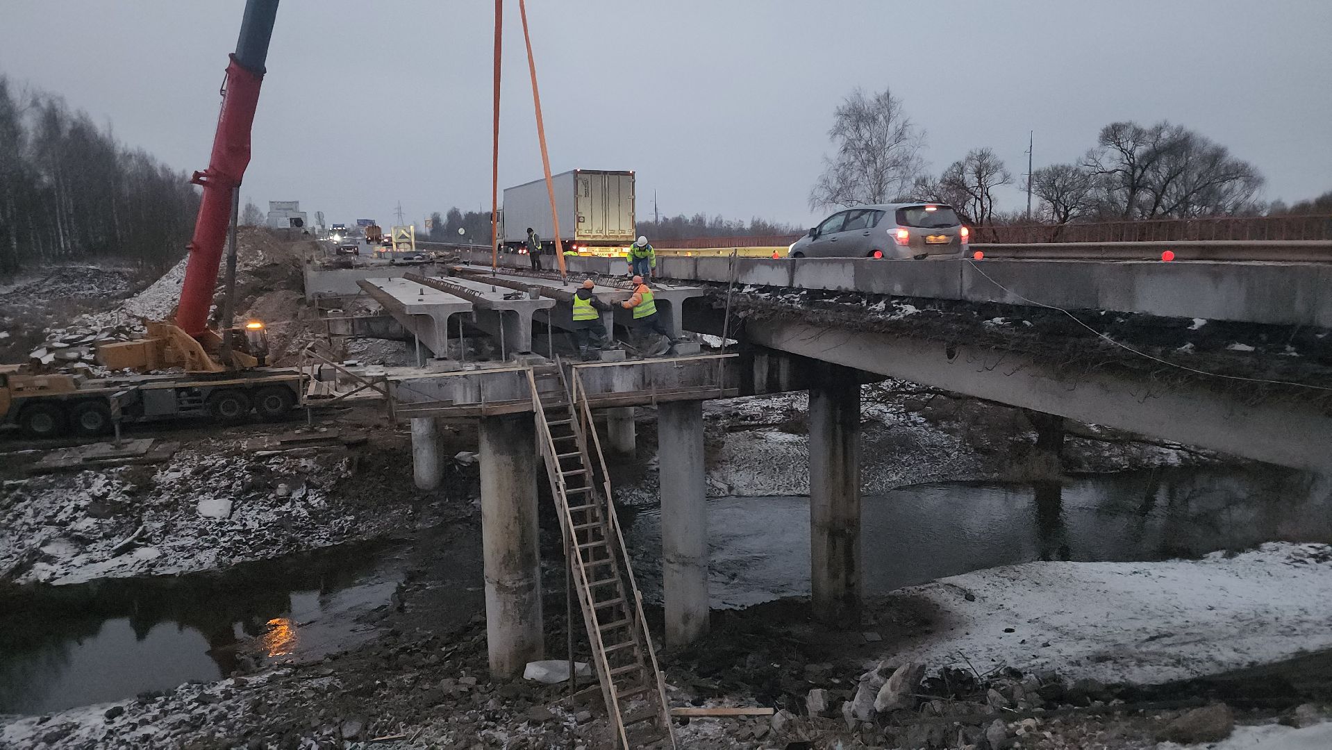 Зарайск, Ремонт моста в Зарайске,Мост через Осетрик,