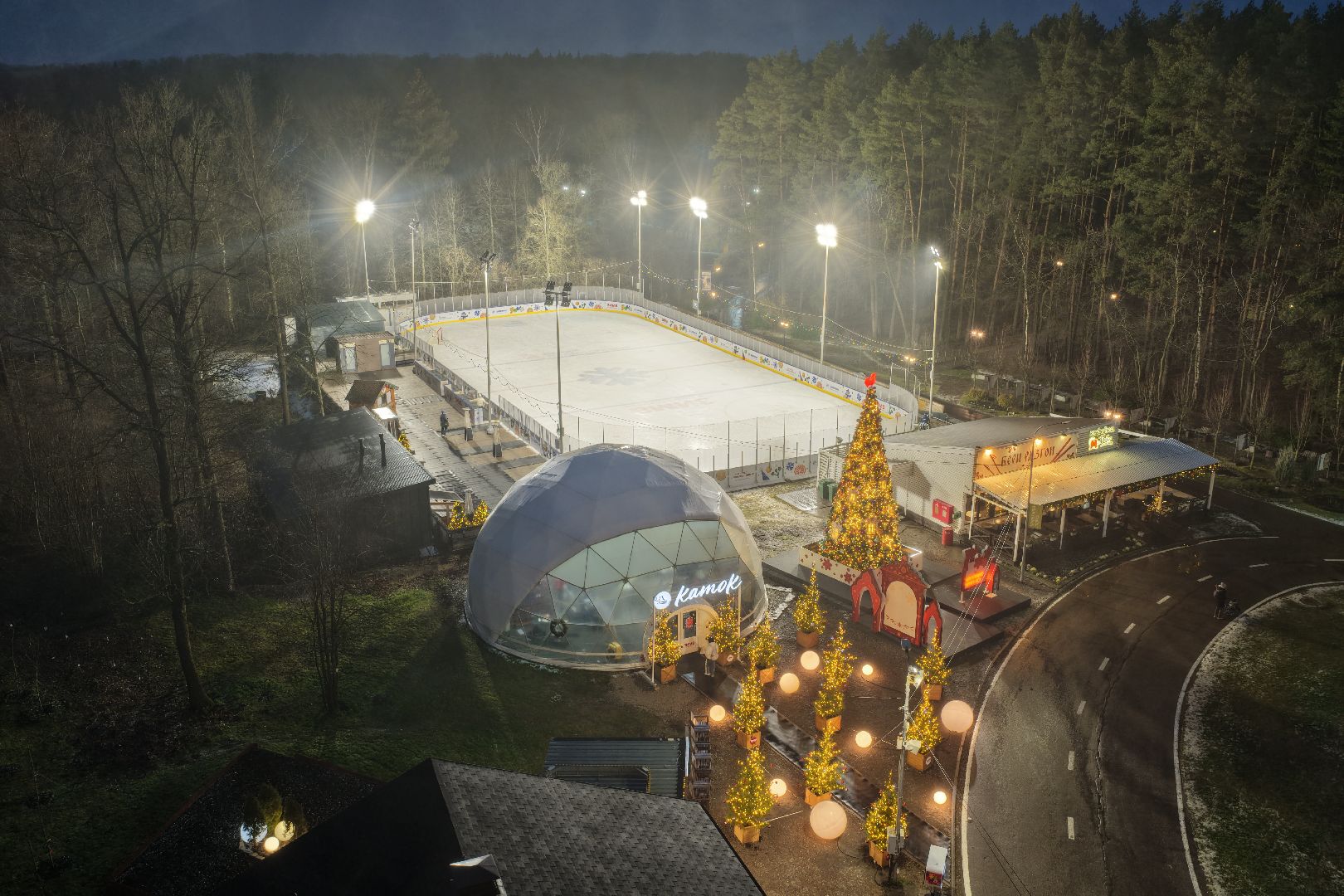 видео с коптера, парк лазутиной, новый год в подмосковье,