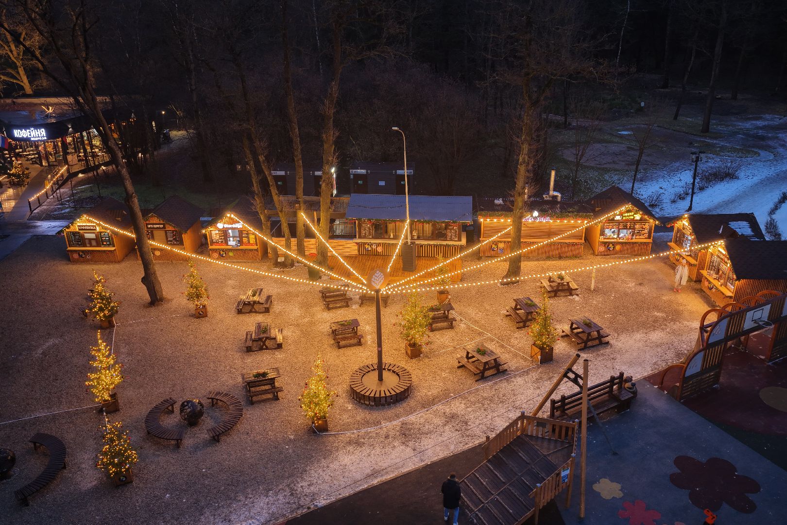 видео с коптера, парк лазутиной, новый год в подмосковье,