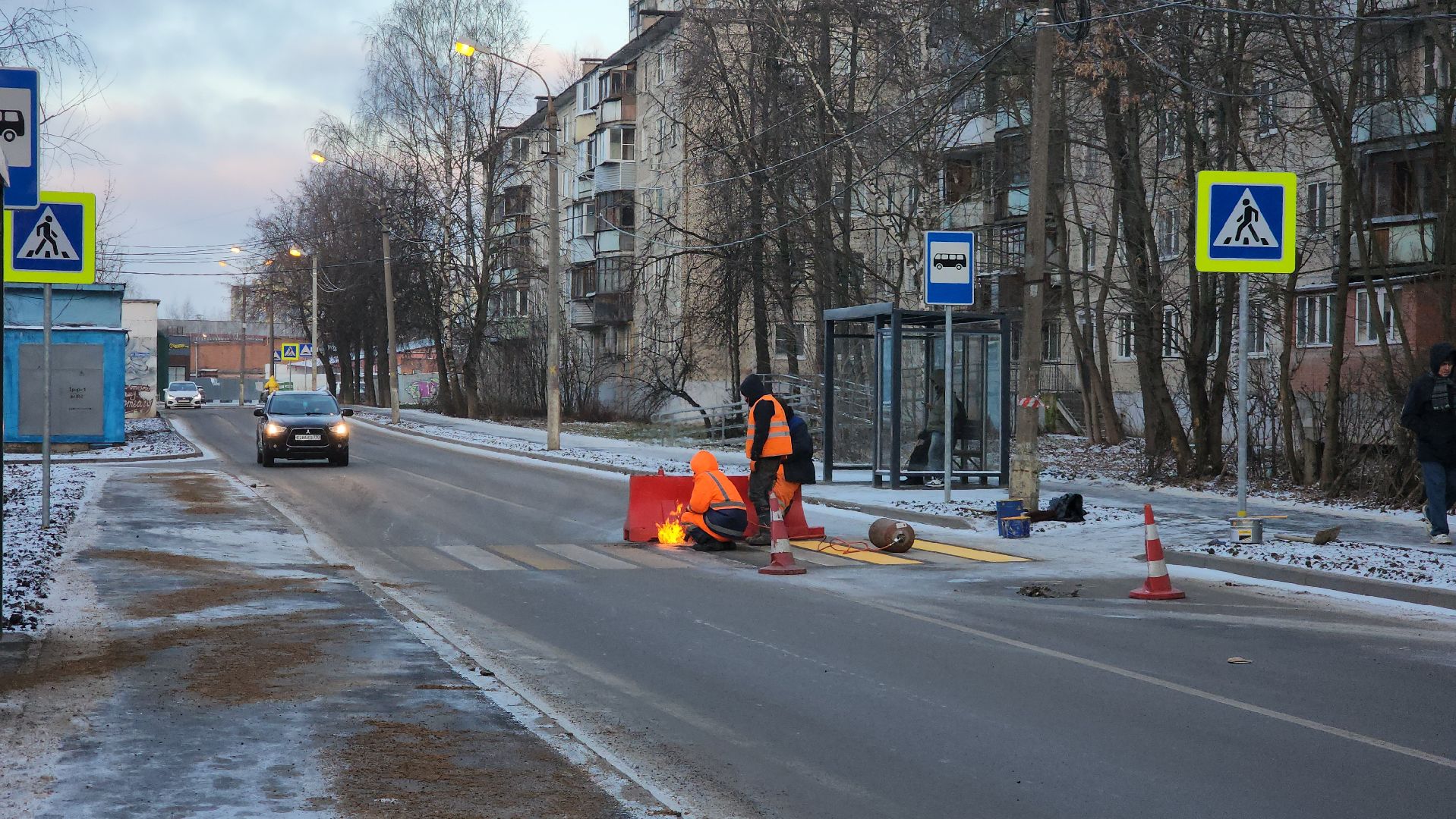 разметка дороги, дорожная разметка, лобня,