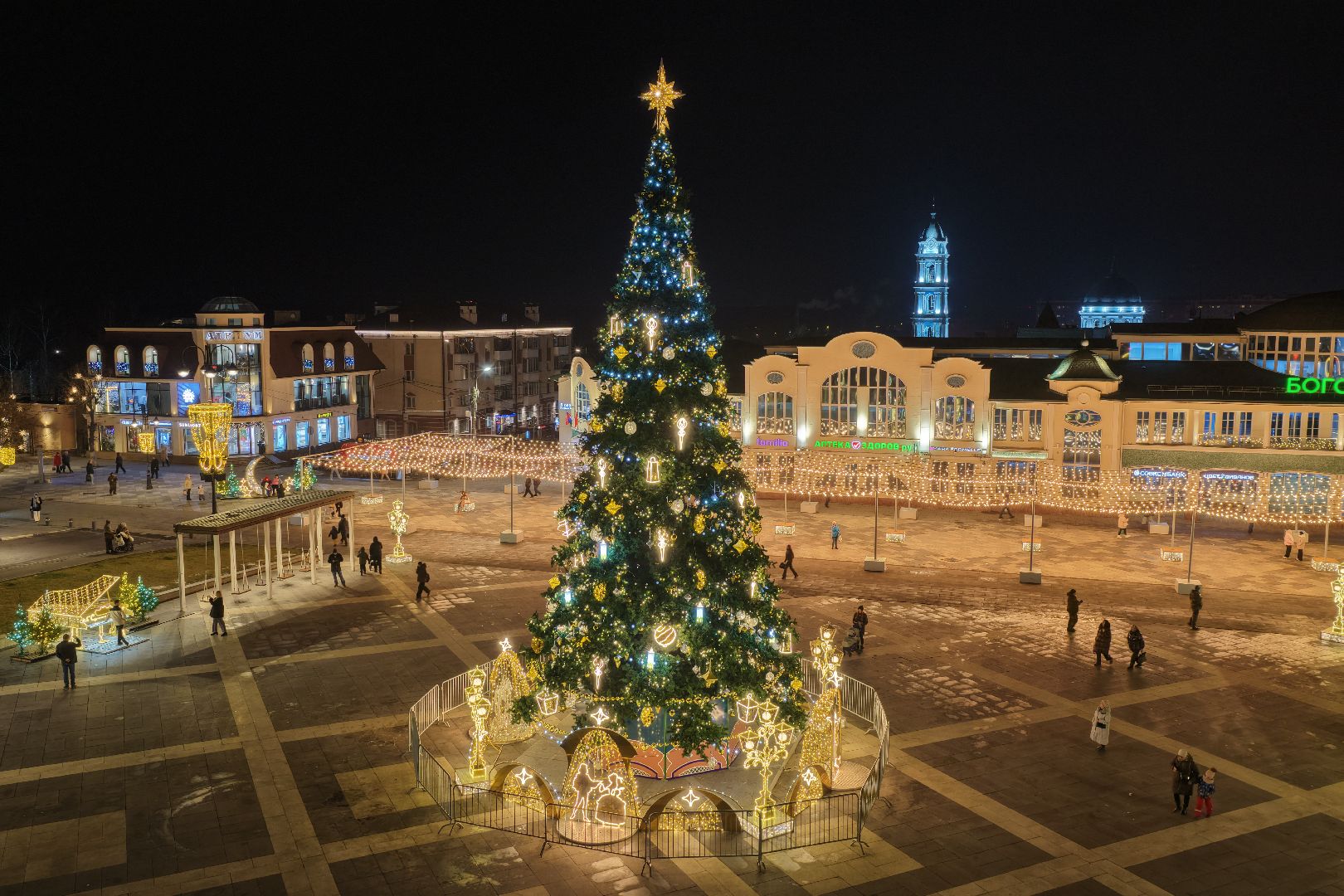 видео с коптера, новый год в ногинске, елка в ногинске, каток в ногинске,