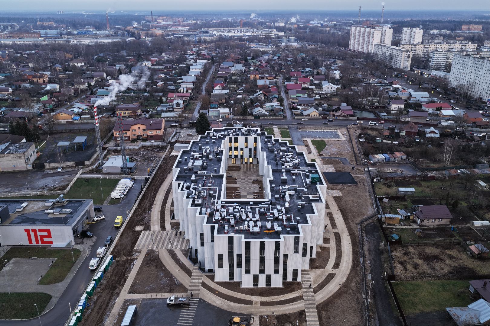 видео с коптера, поликлиника в ногинске,