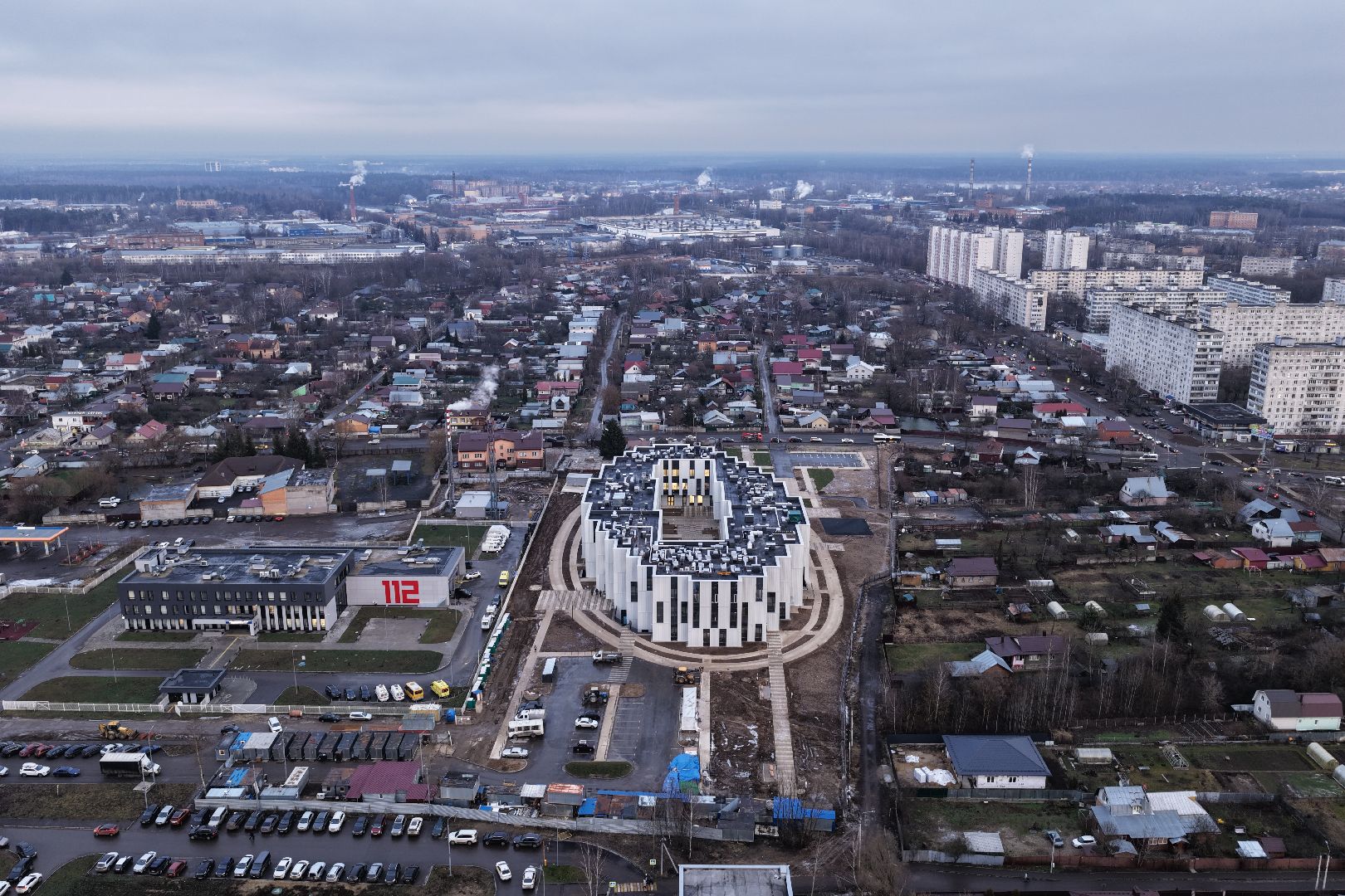 видео с коптера, поликлиника в ногинске,