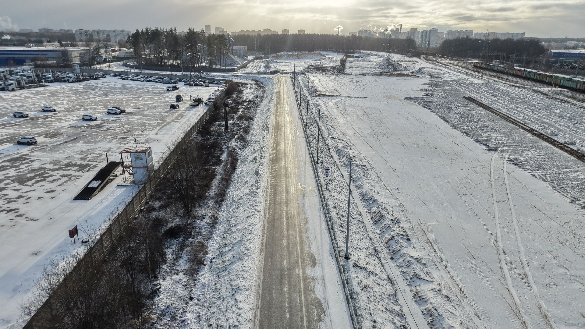 видео с коптера, северный подъезд к лобне, дороги подмосковья,