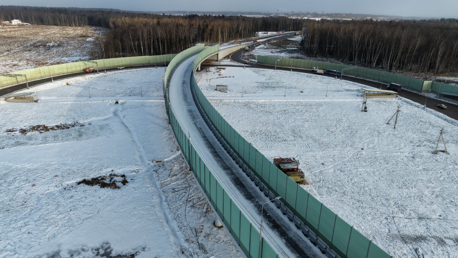 видео с коптера, северный подъезд к лобне, дороги подмосковья,