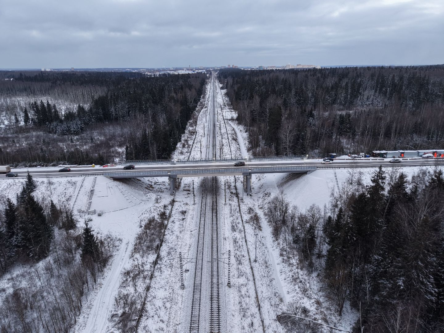 видео с коптера, путепровод на обуховском шоссе, путепровод в солнечногорске,