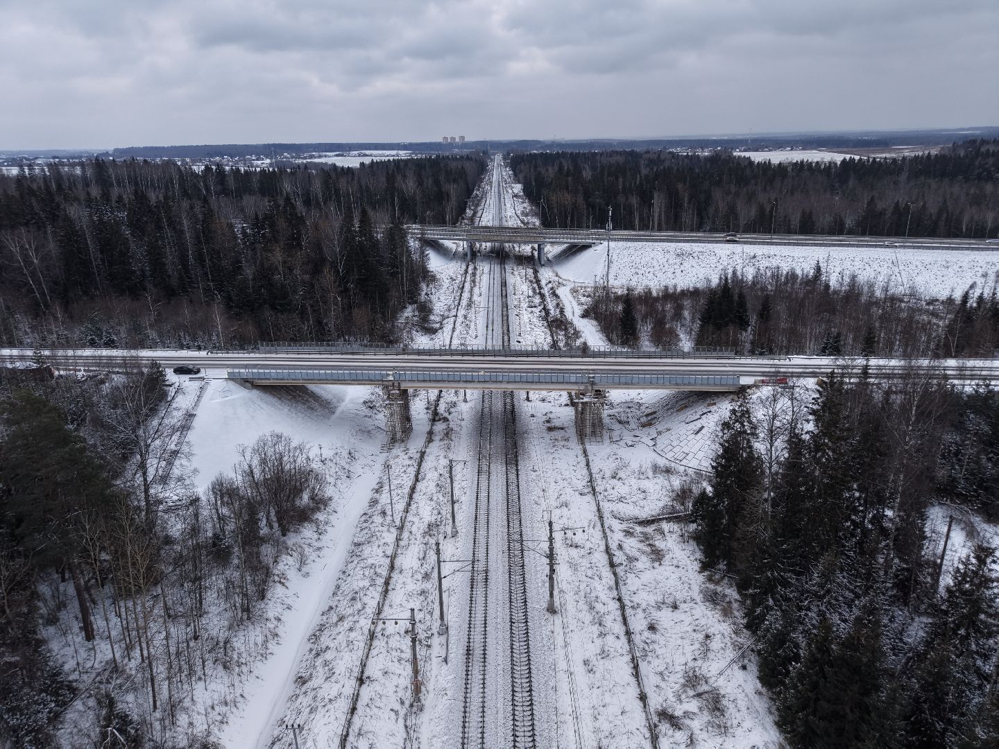 видео с коптера, путепровод на обуховском шоссе, путепровод в солнечногорске,