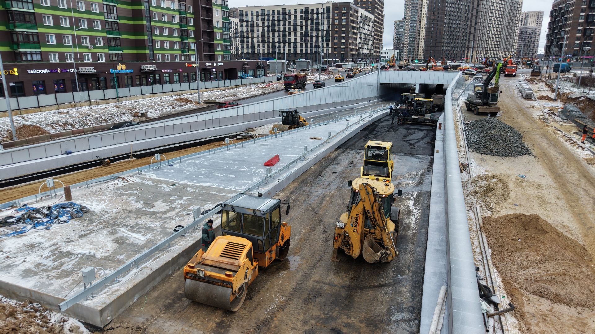 видео с коптера, тоннель на Путилковском шоссе, дороги красногорска,