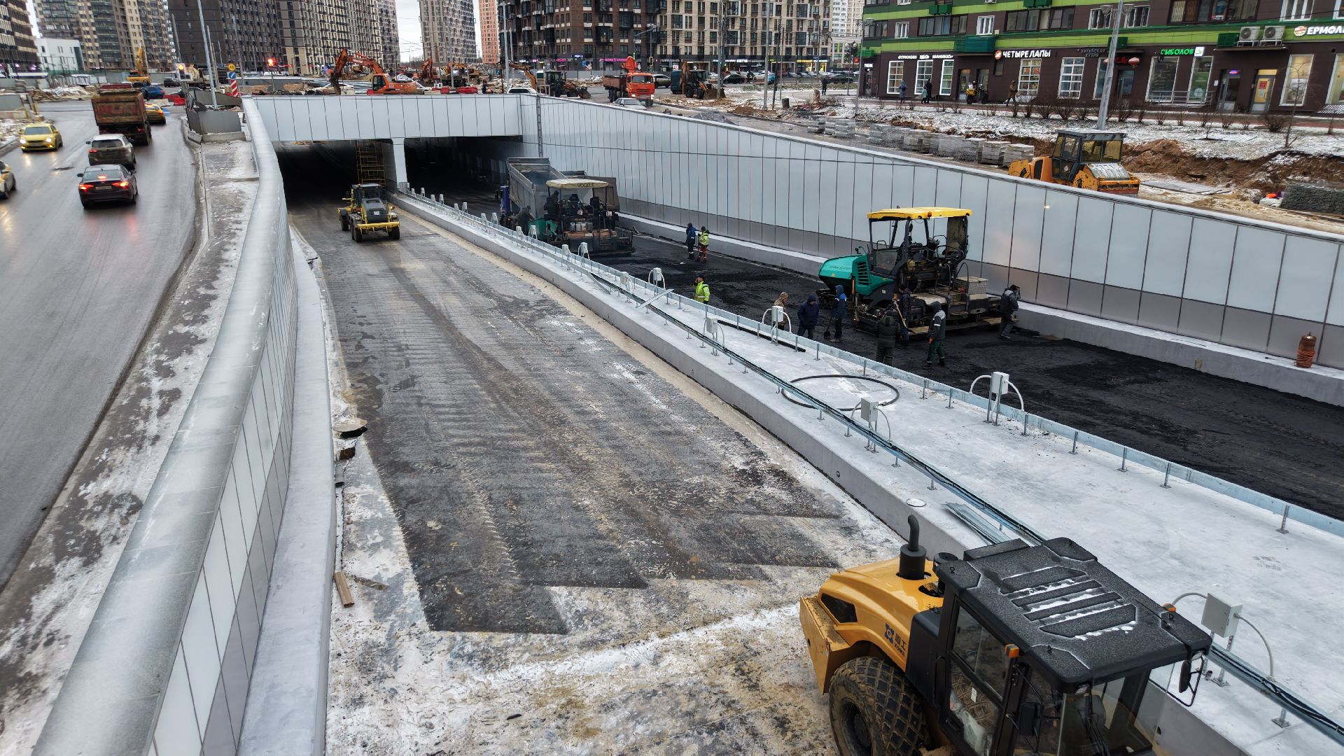 видео с коптера, тоннель на Путилковском шоссе, дороги красногорска,