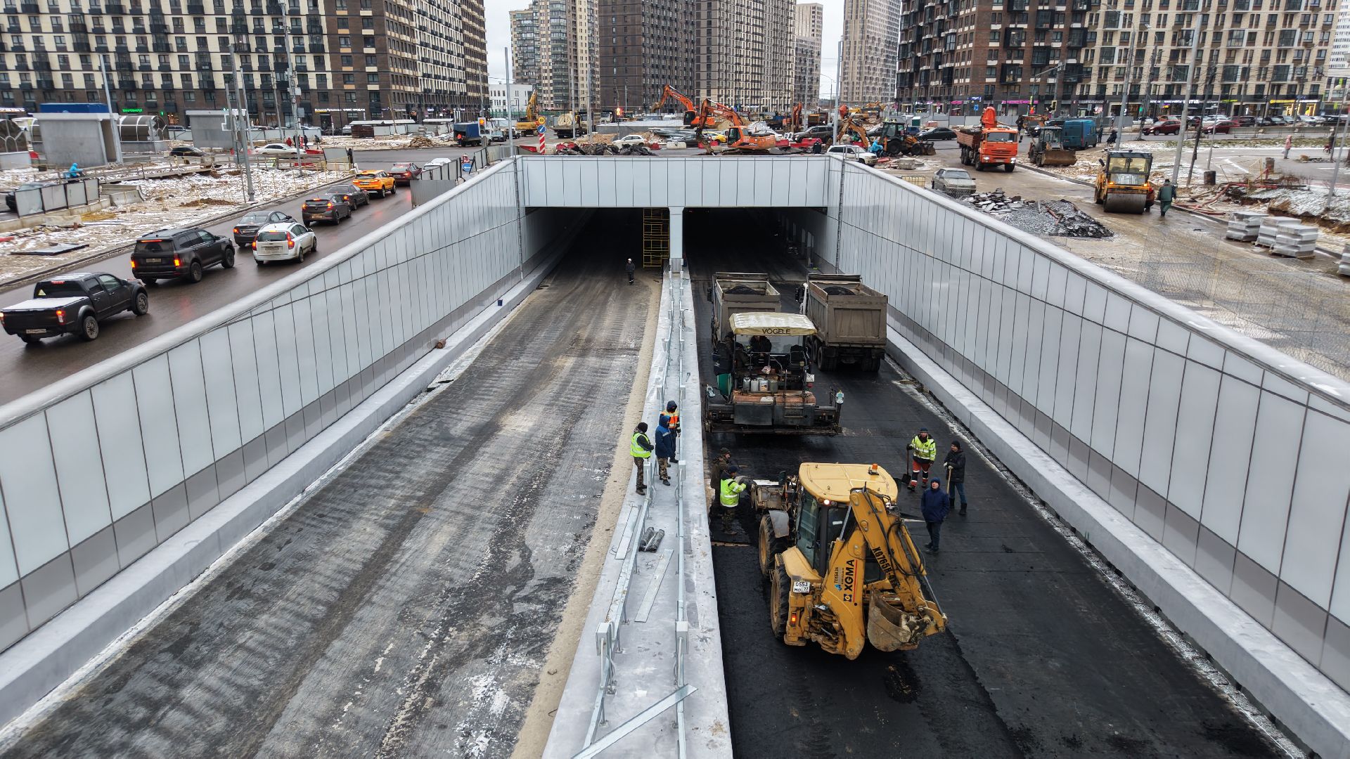 видео с коптера, тоннель на Путилковском шоссе, дороги красногорска,