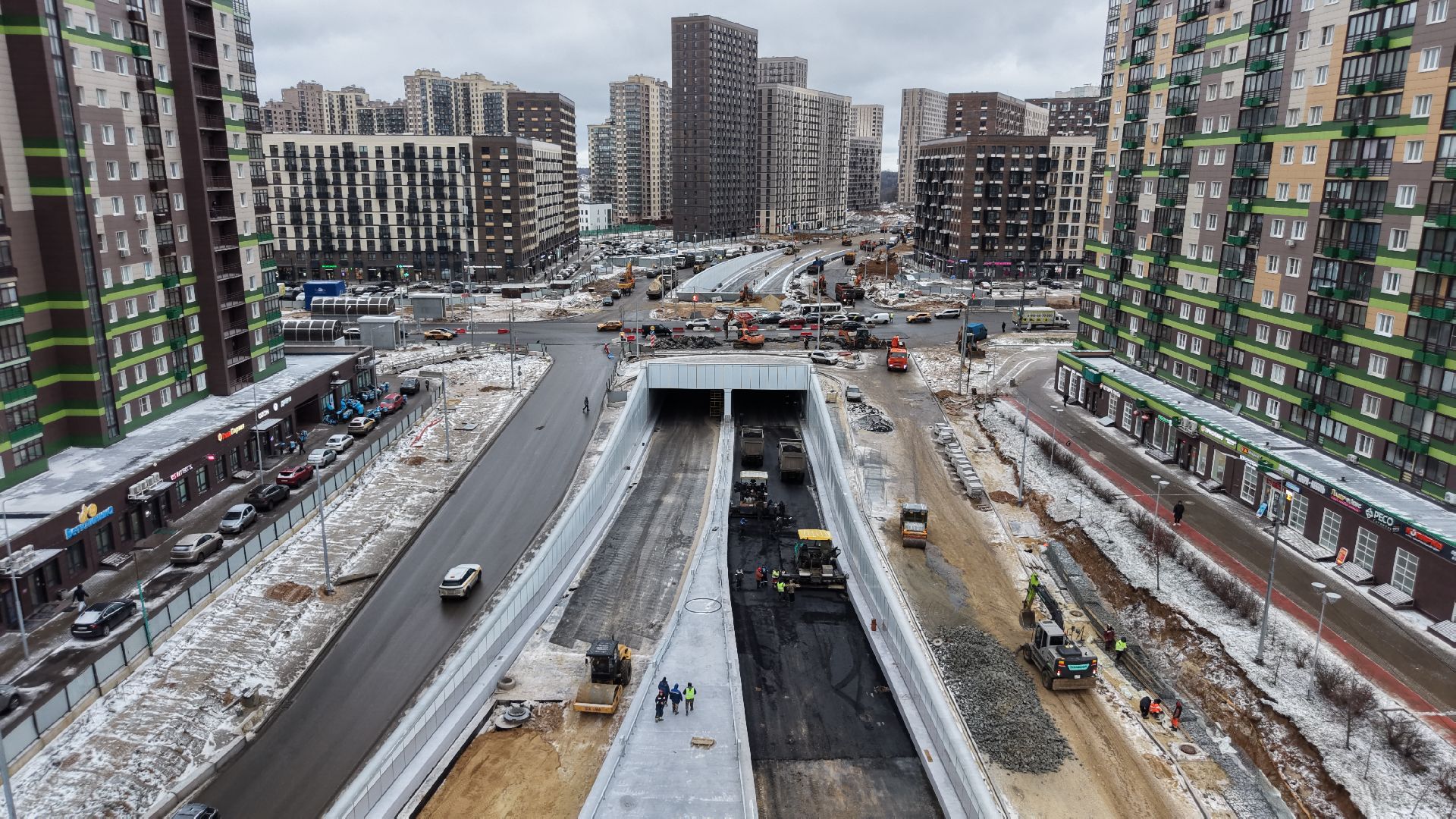видео с коптера, тоннель на Путилковском шоссе, дороги красногорска,
