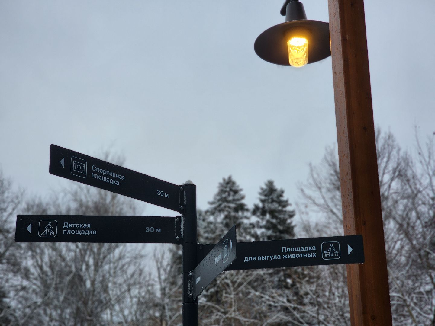 королёв, открытие парка папанинская дача, благоустройство , зима в подмомсковье,