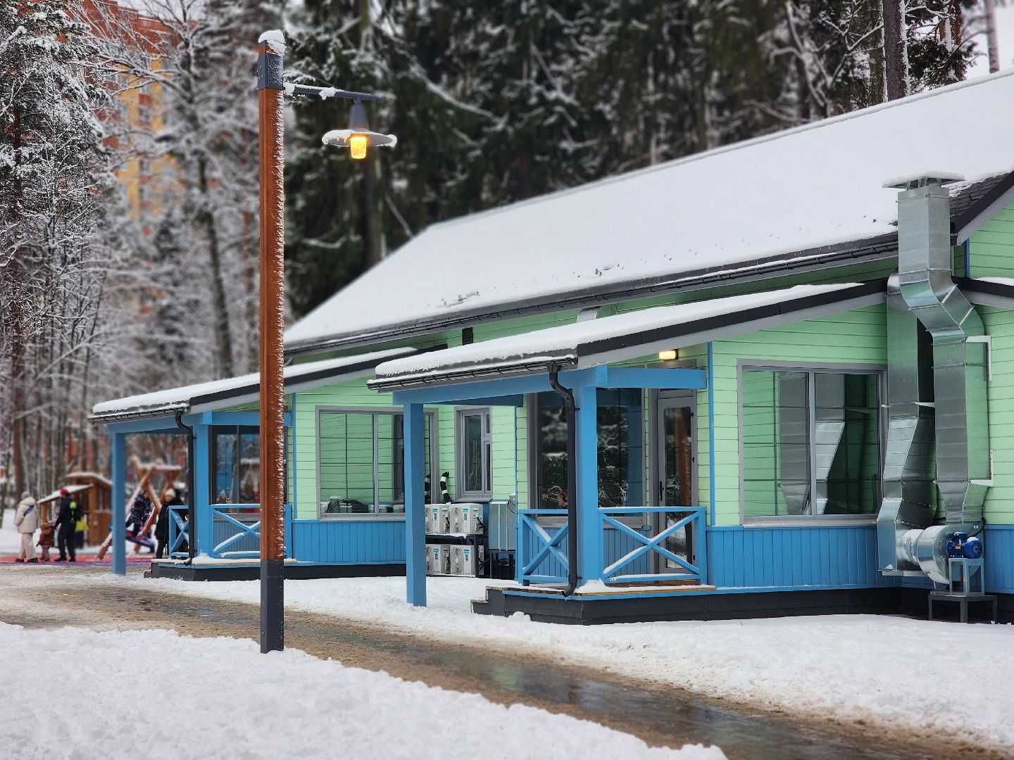 королёв, открытие парка папанинская дача, благоустройство , зима в подмомсковье,
