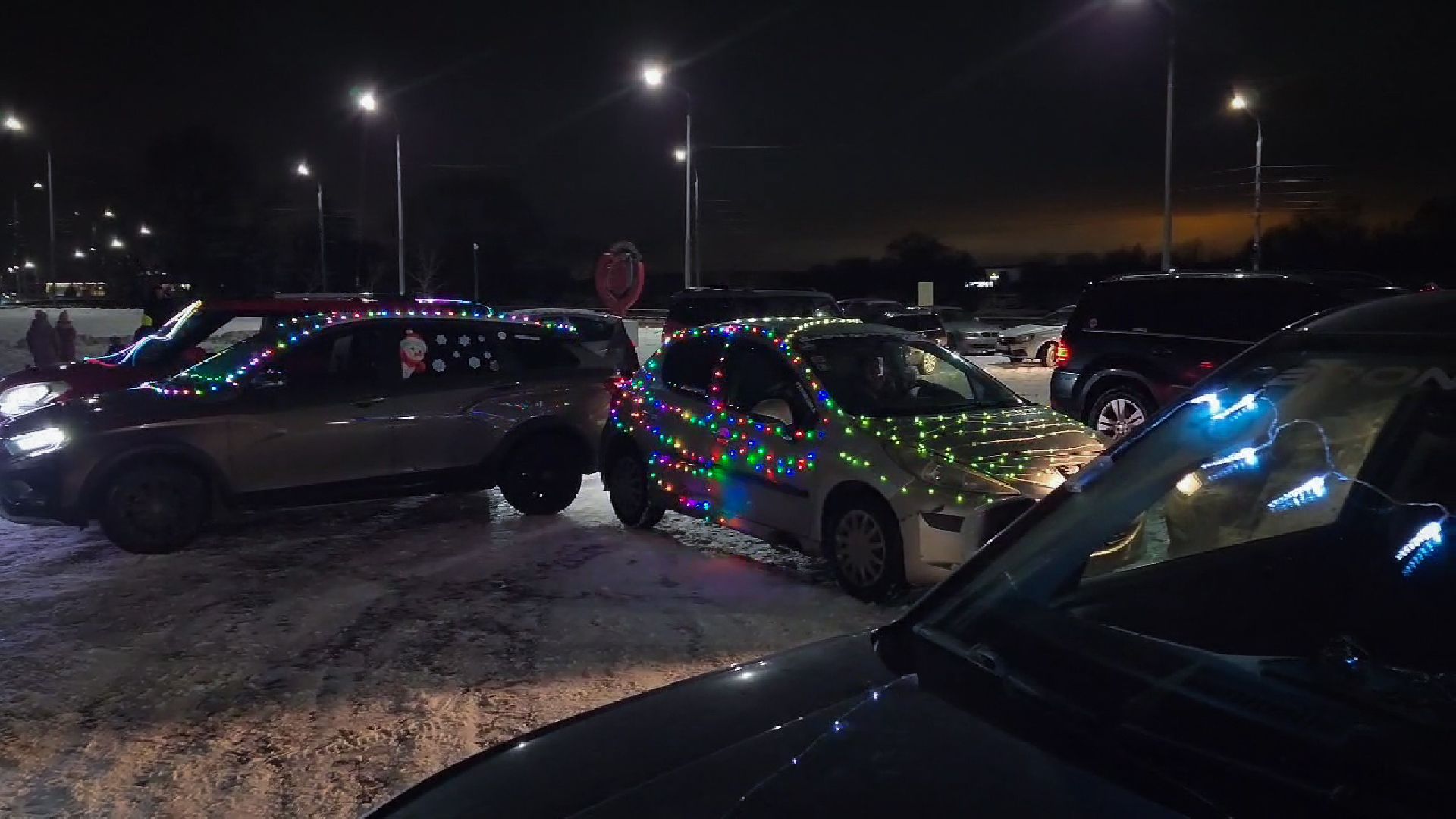 бронницы, новогодний флешмоб в бронницах, бронницкие автомобилисты,