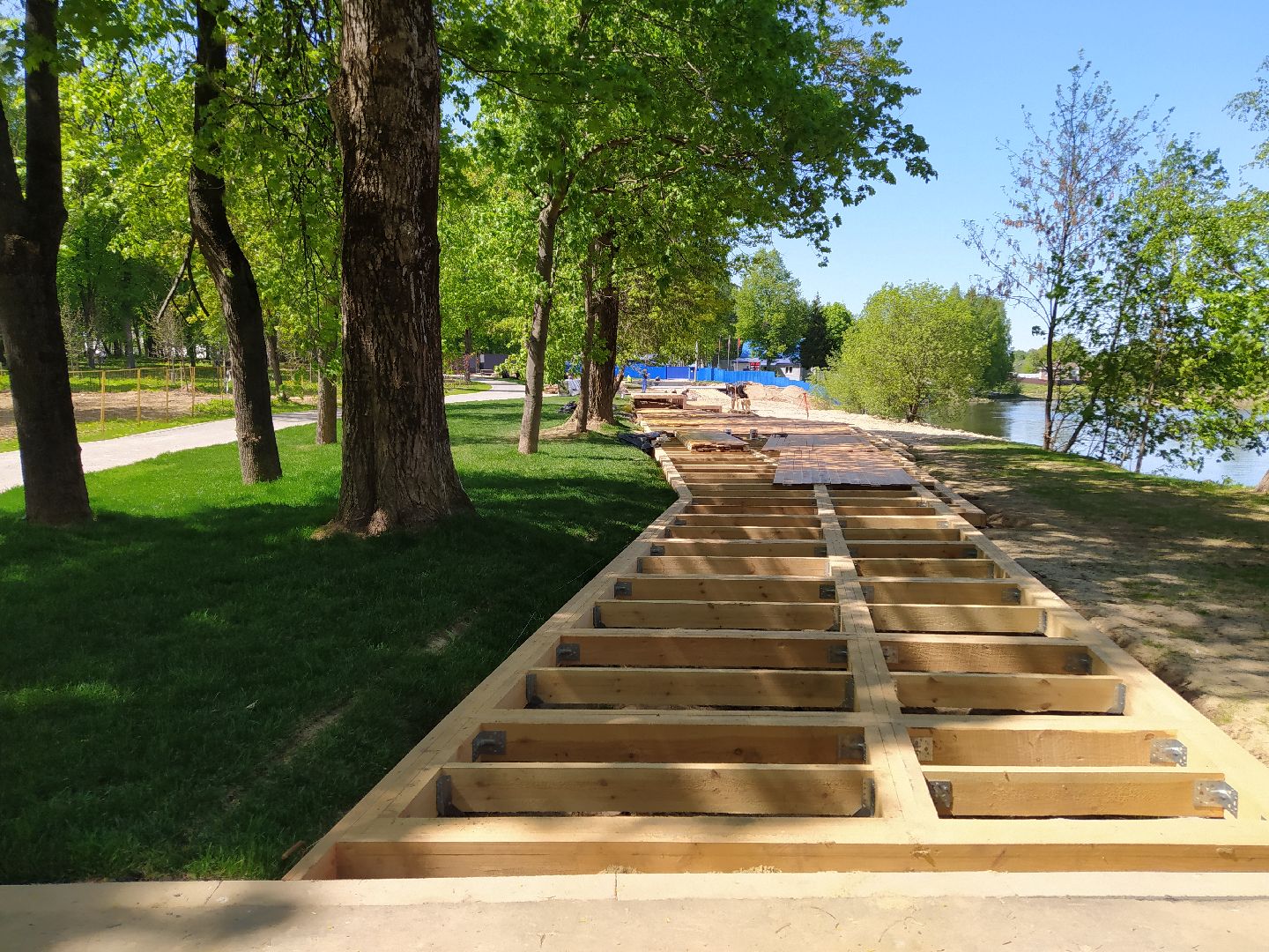 Благоустройство, пляж, река, шезлонг, гамак