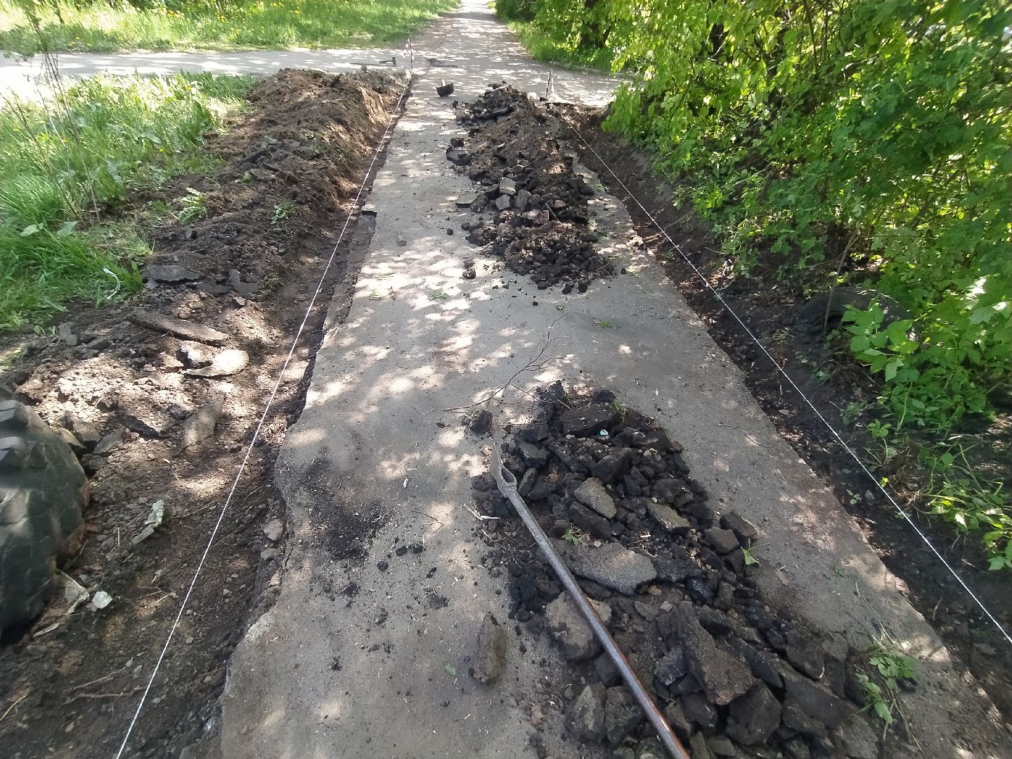 Дорога, тротуар, асфальт, бордюр