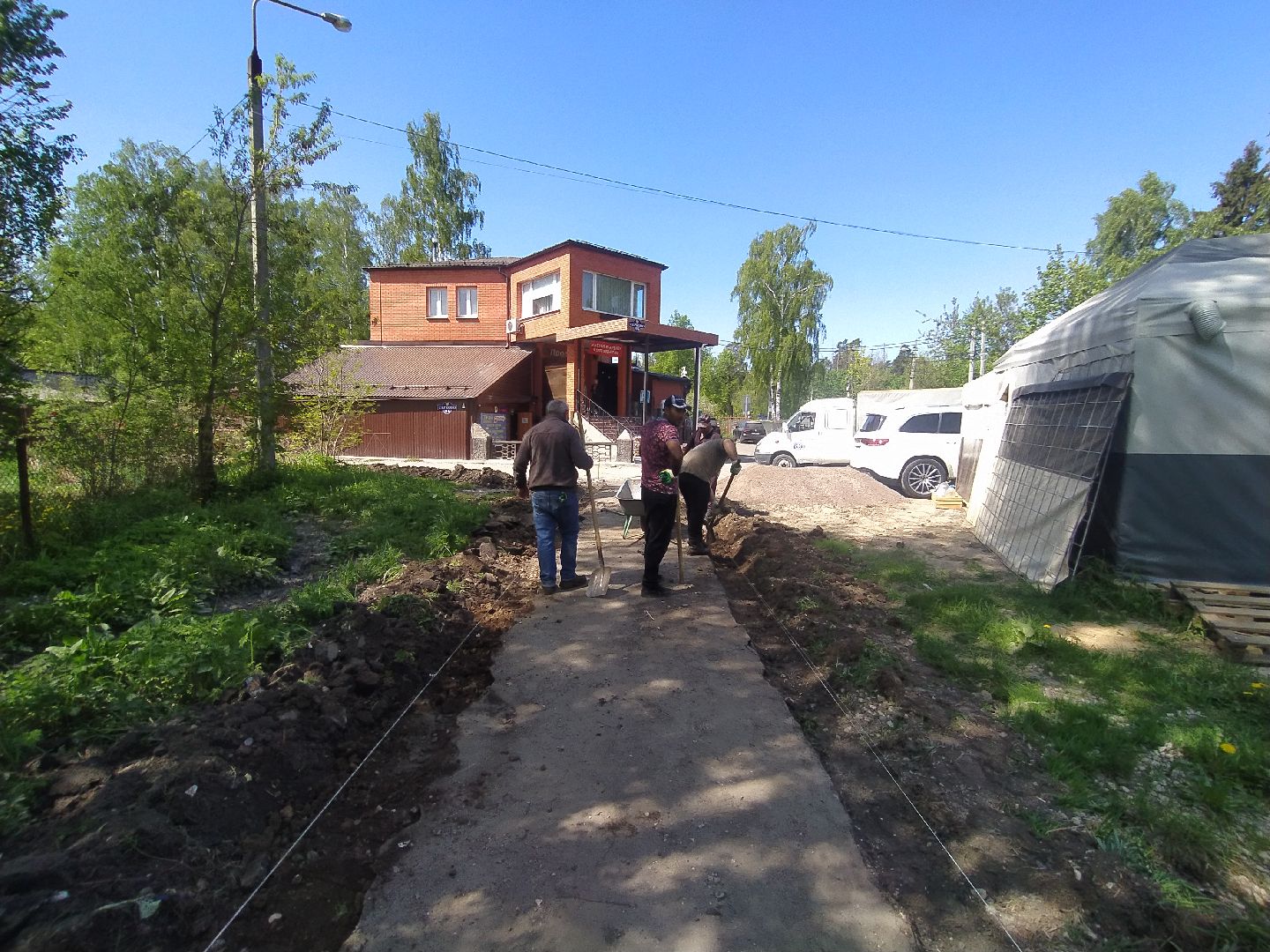 Дорога, тротуар, асфальт, бордюр