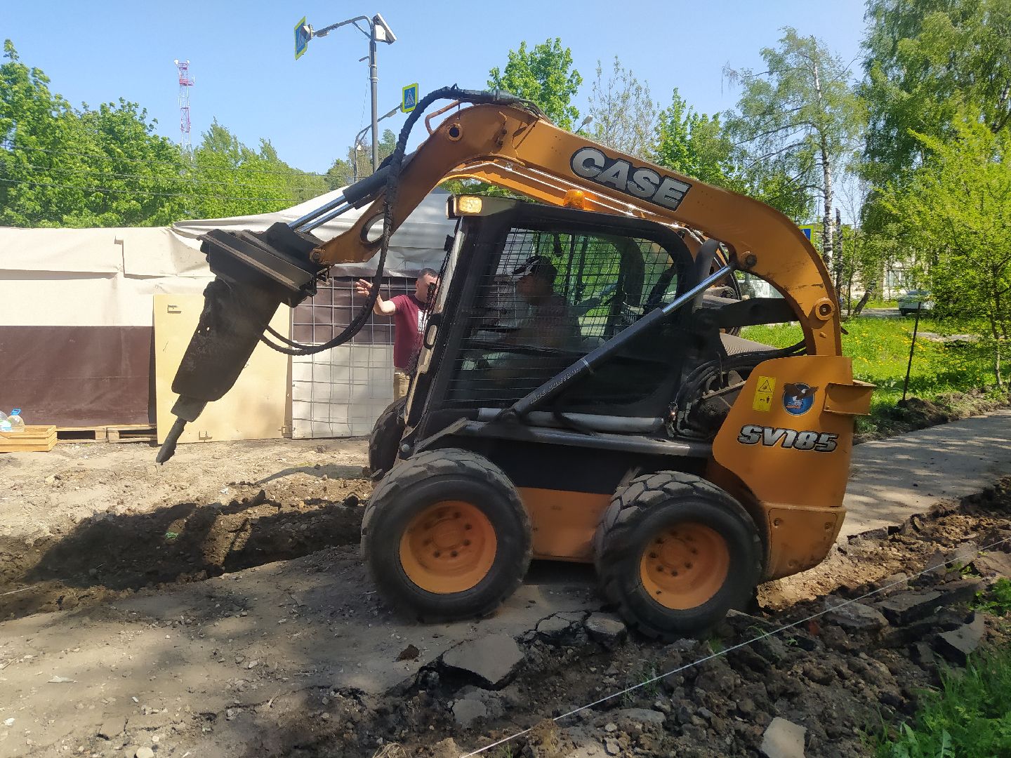 Дорога, тротуар, асфальт, бордюр