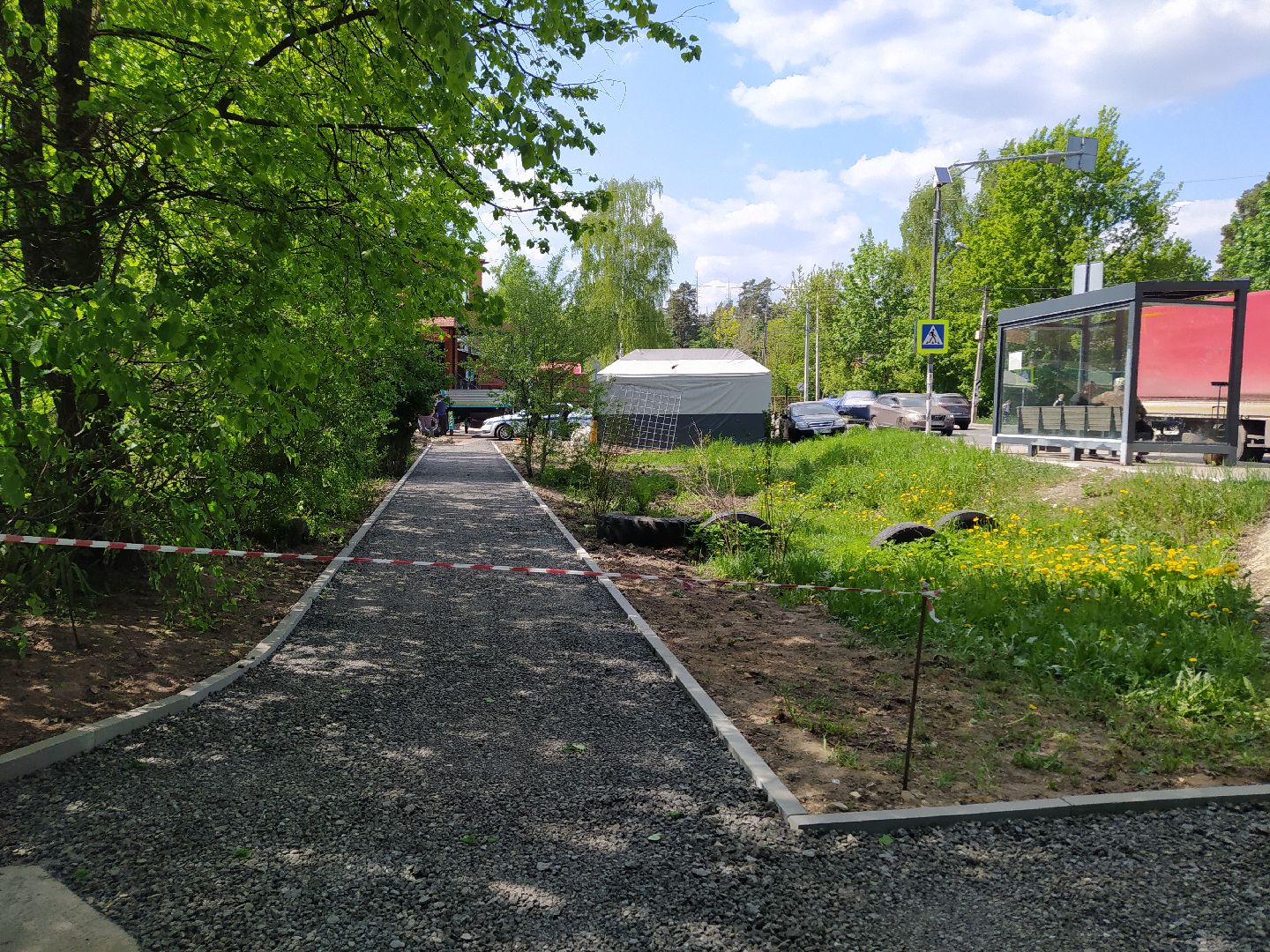 Дорога, тротуар, асфальт, бордюр